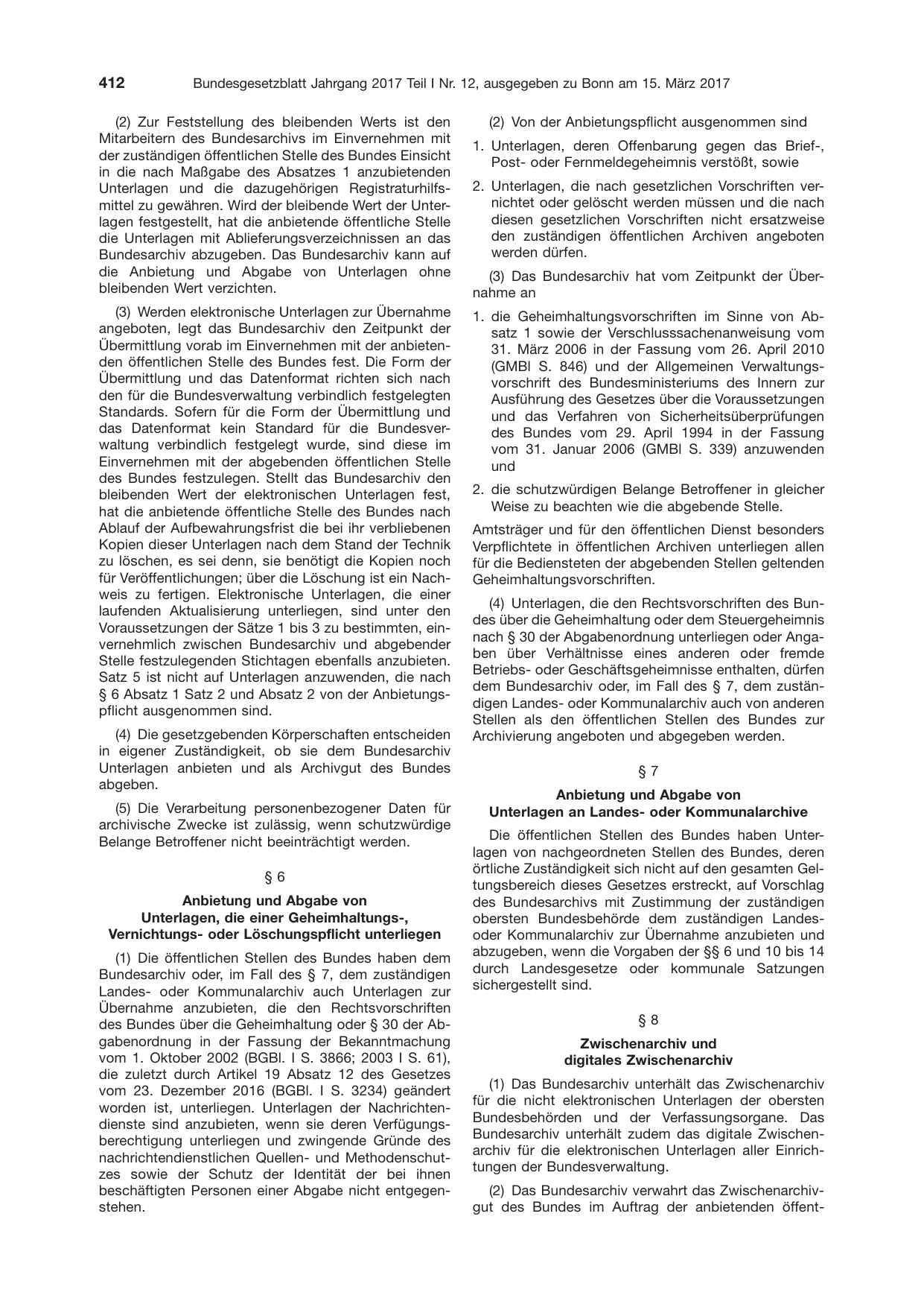 BGBl. 2017, Seite 412 — Originalseite als Abbildung