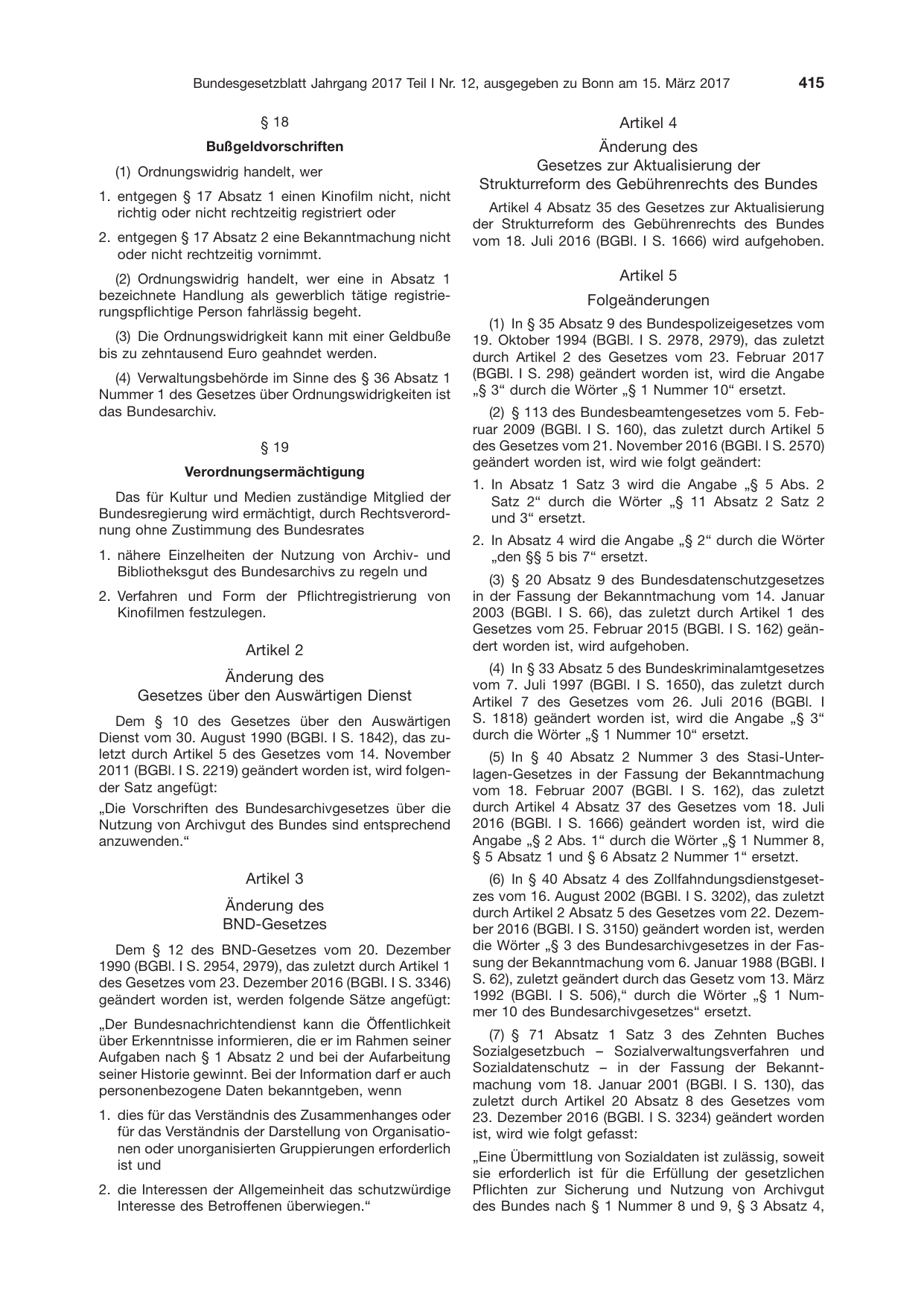 BGBl. 2017, Seite 415 — Originalseite als Abbildung
