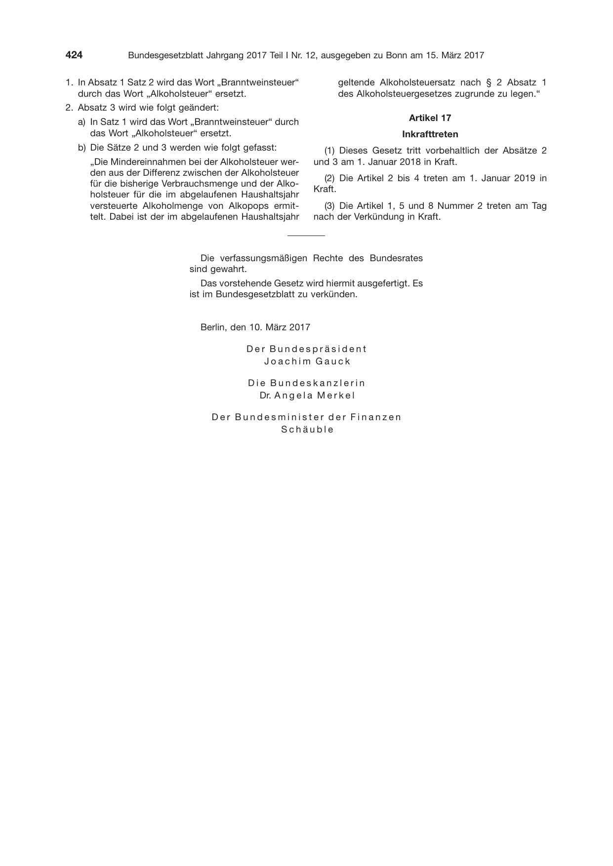 BGBl. 2017, Seite 424 — Originalseite als Abbildung