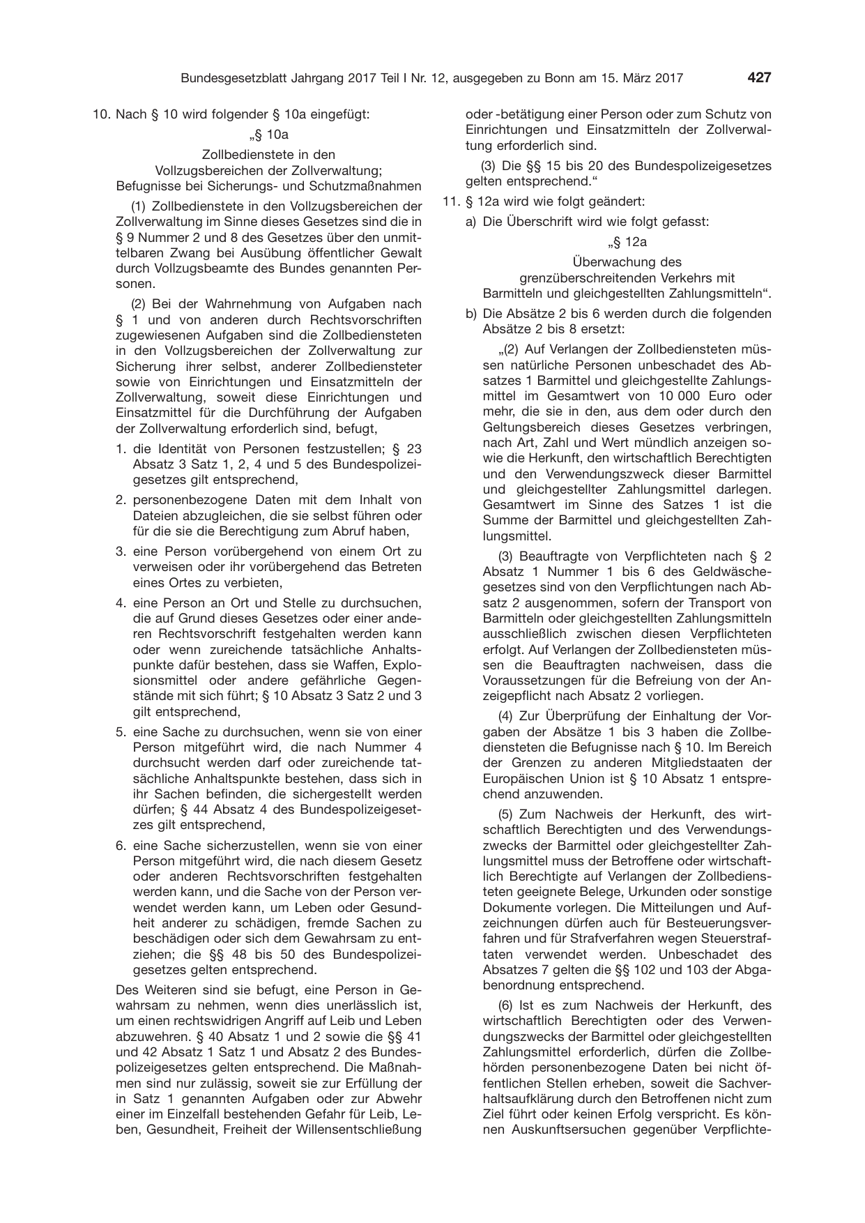 BGBl. 2017, Seite 427 — Originalseite als Abbildung