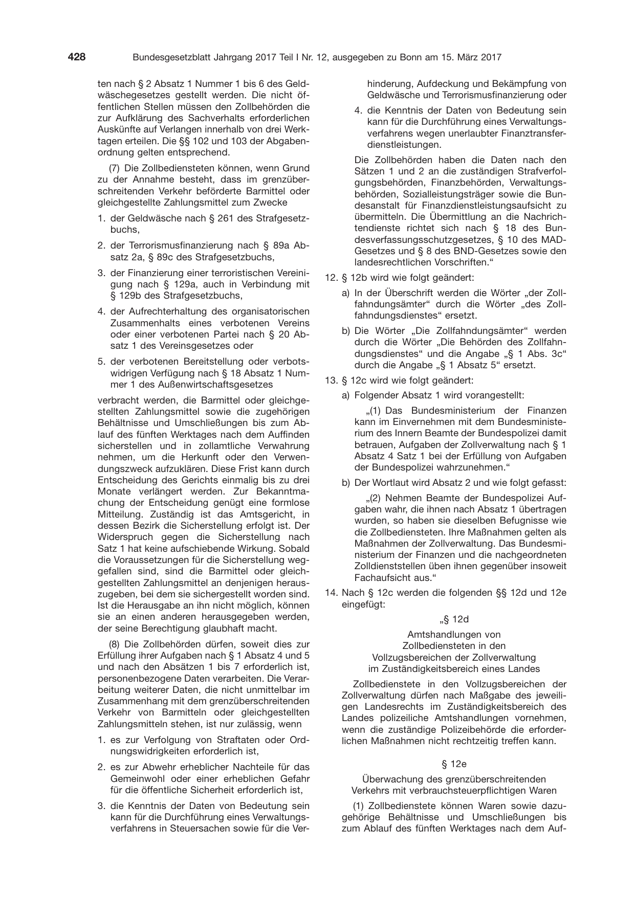 BGBl. 2017, Seite 428 — Originalseite als Abbildung