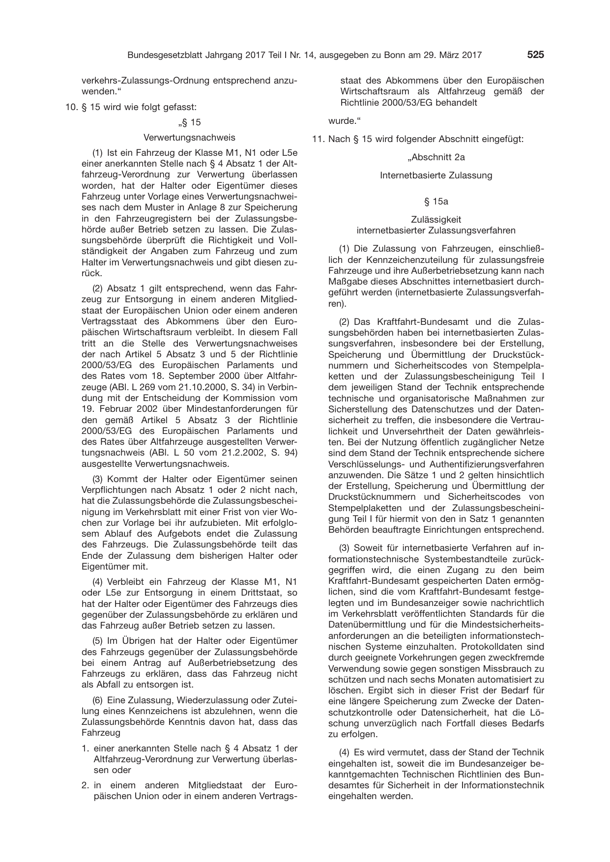 BGBl. 2017, Seite 525 — Originalseite als Abbildung