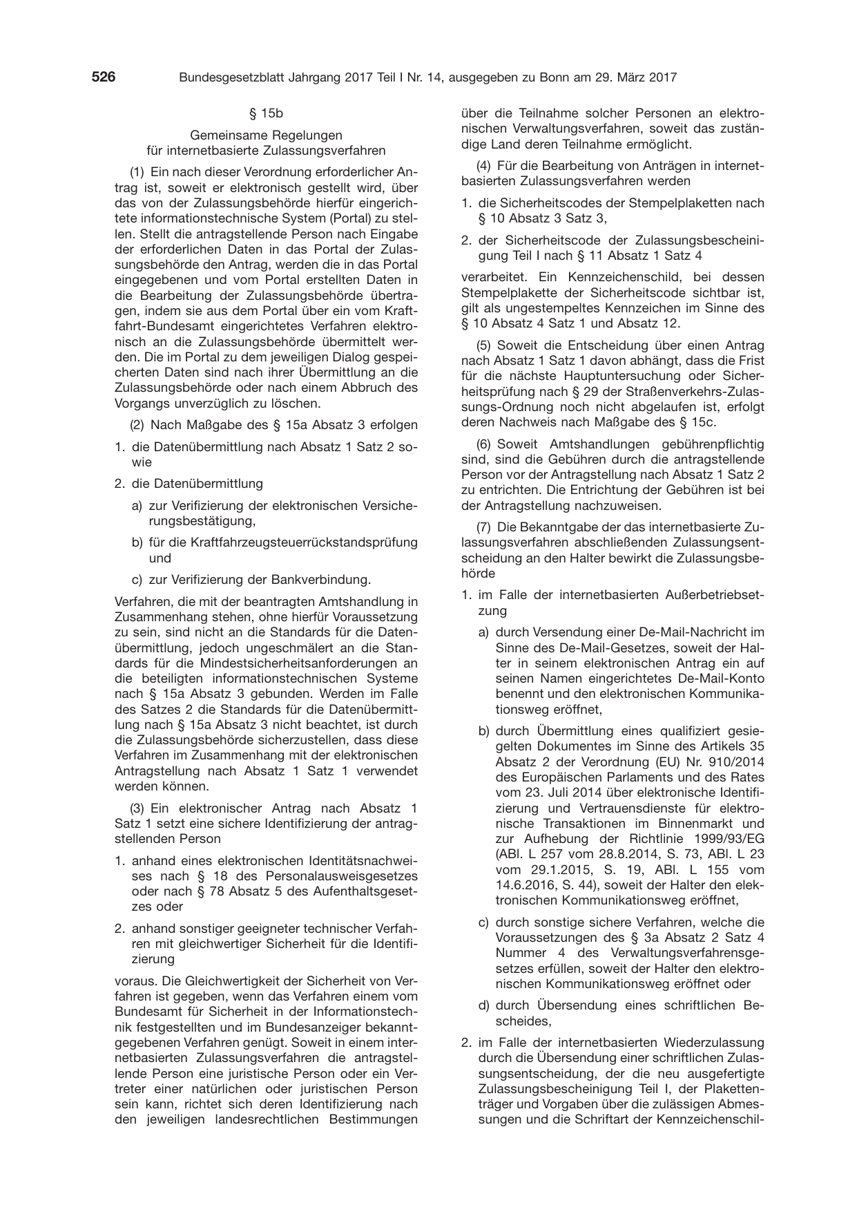 BGBl. 2017, Seite 526 — Originalseite als Abbildung
