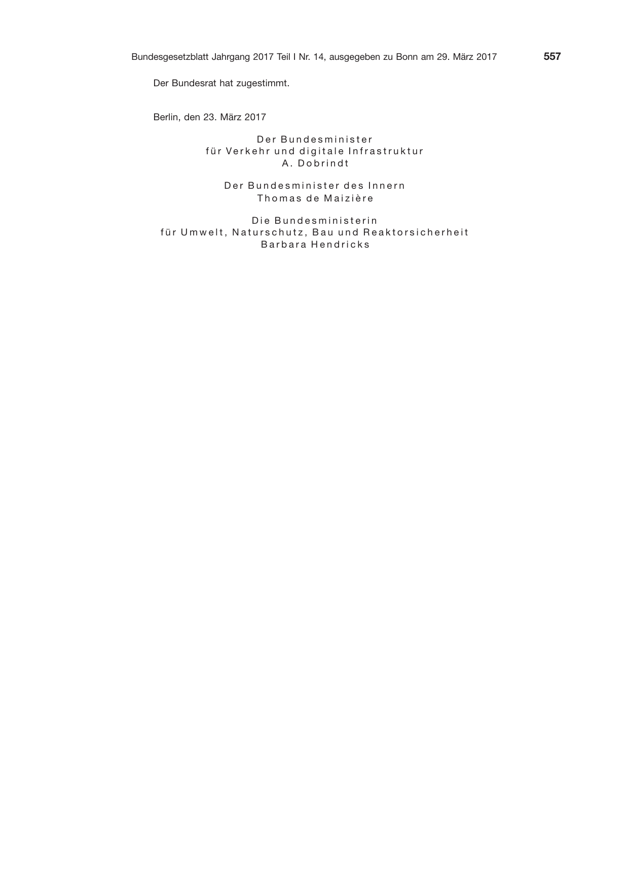 BGBl. 2017, Seite 557 — Originalseite als Abbildung