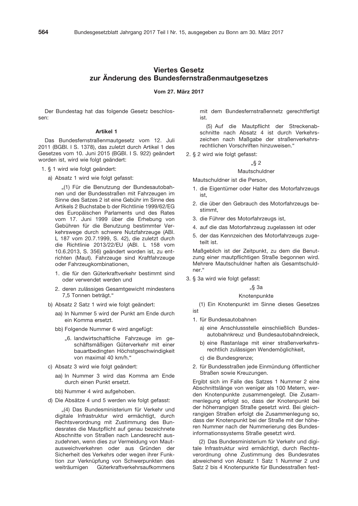 BGBl. 2017, Seite 564 — Originalseite als Abbildung
