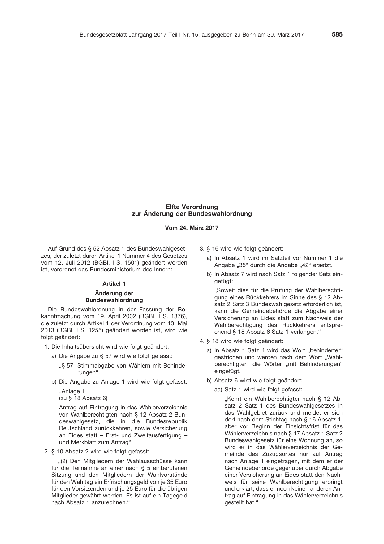 BGBl. 2017, Seite 585 — Originalseite als Abbildung