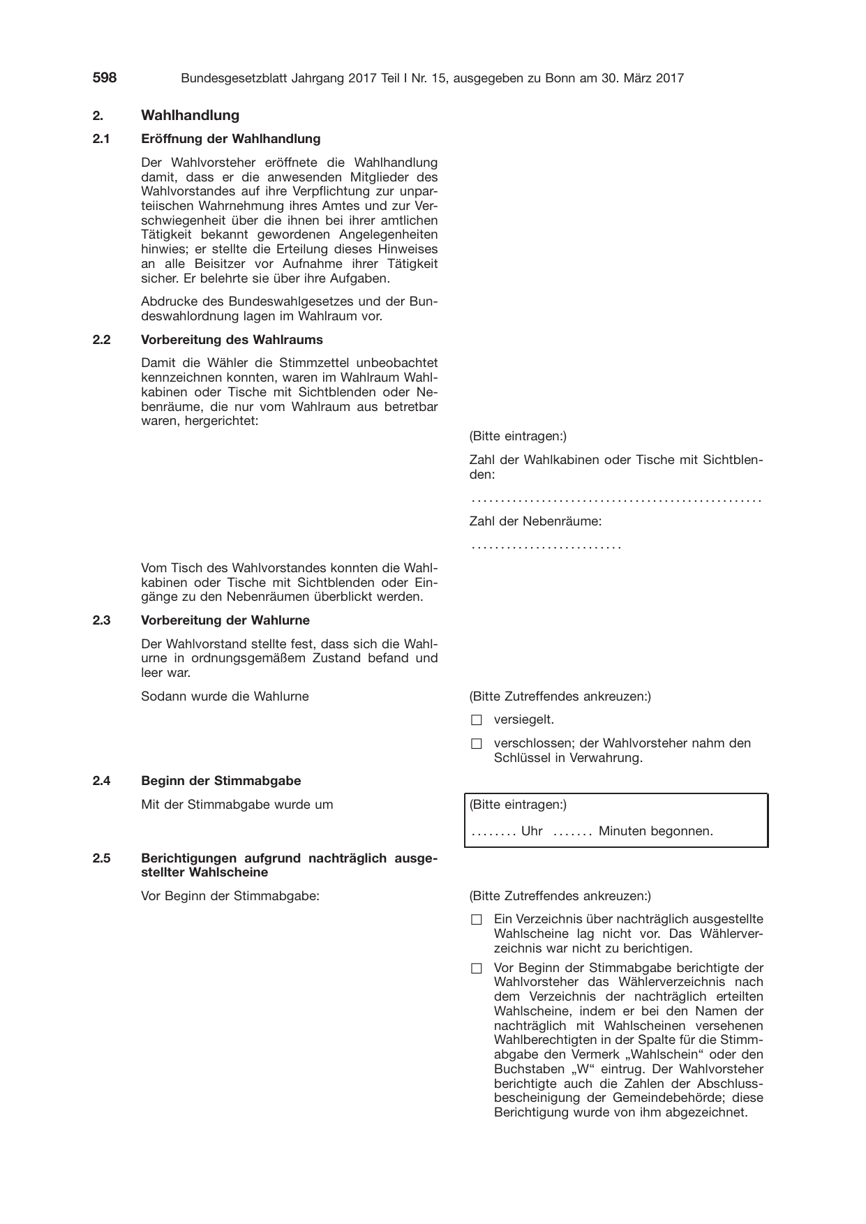 BGBl. 2017, Seite 598 — Originalseite als Abbildung