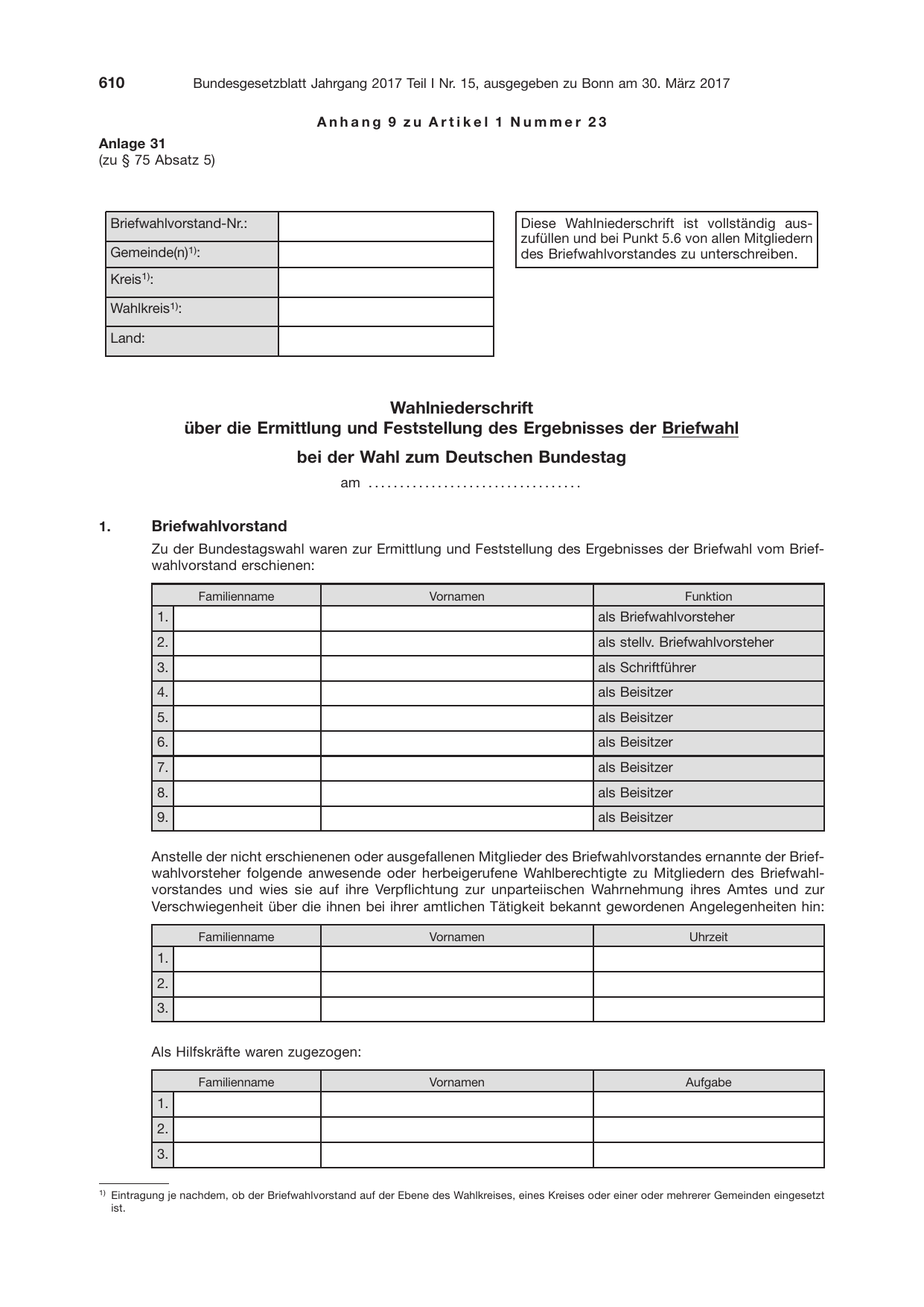 BGBl. 2017, Seite 610 — Originalseite als Abbildung