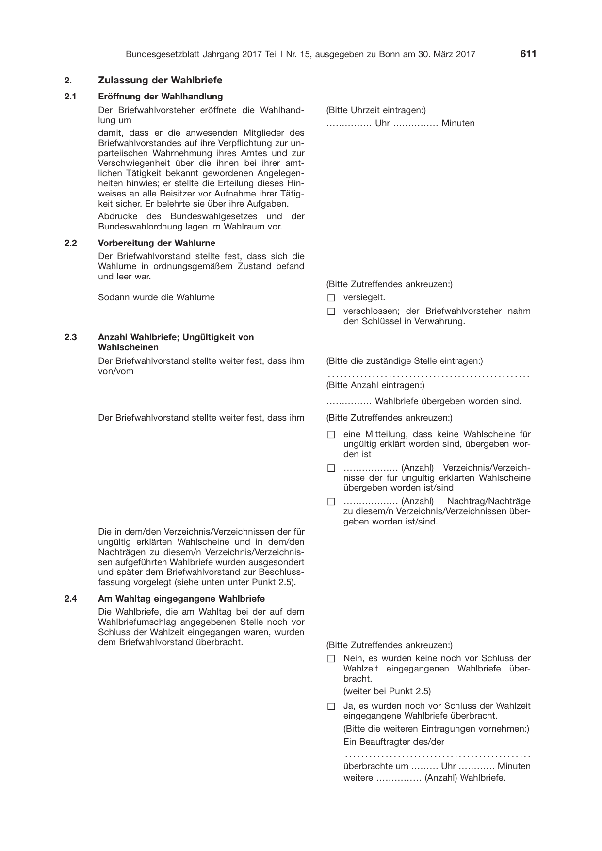 BGBl. 2017, Seite 611 — Originalseite als Abbildung