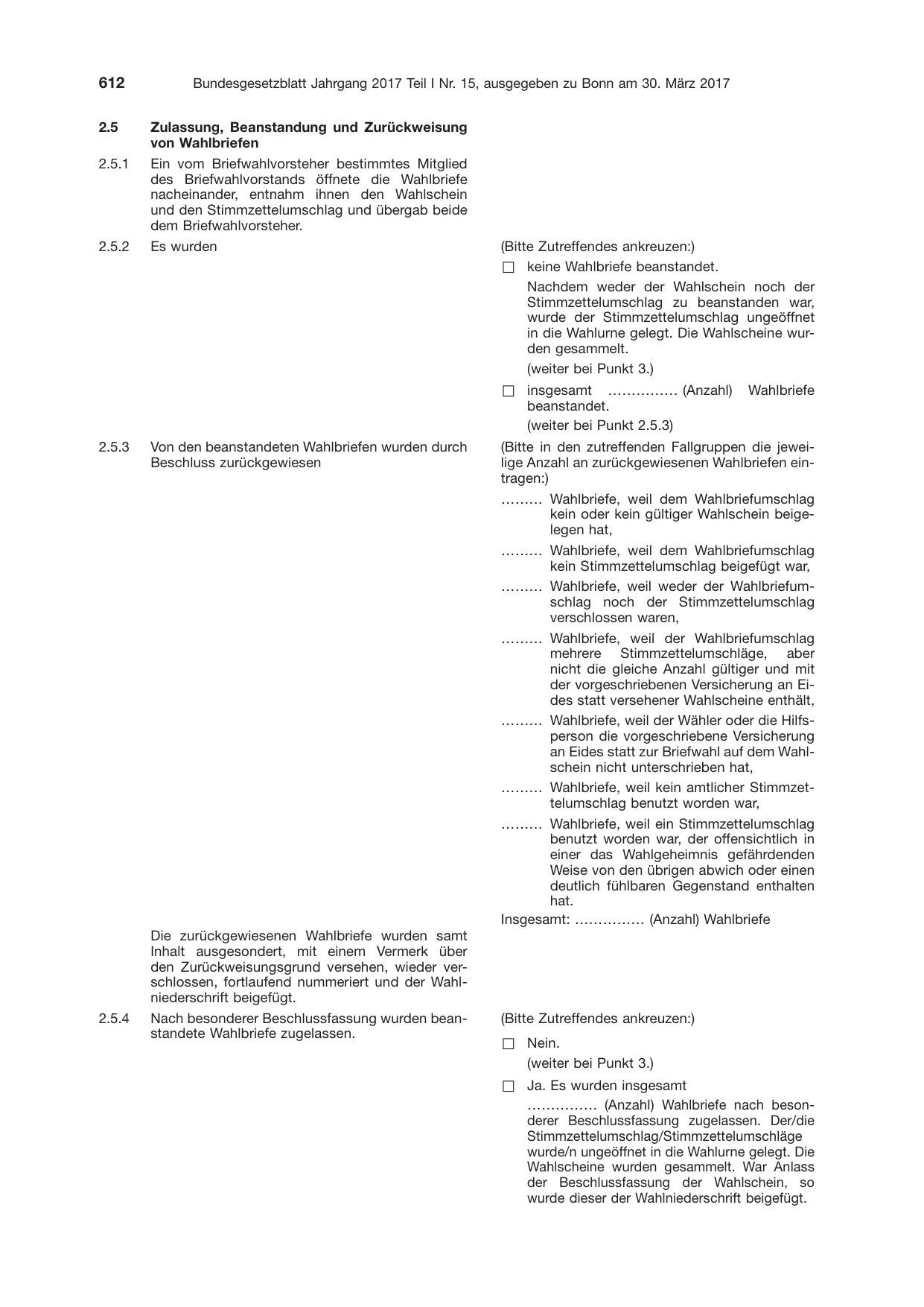 BGBl. 2017, Seite 612 — Originalseite als Abbildung