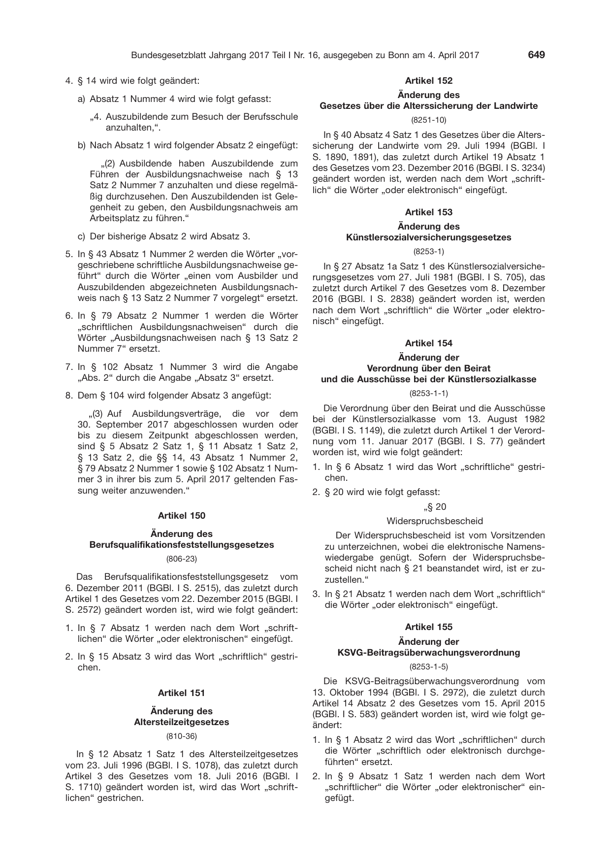 BGBl. 2017, Seite 649 — Originalseite als Abbildung