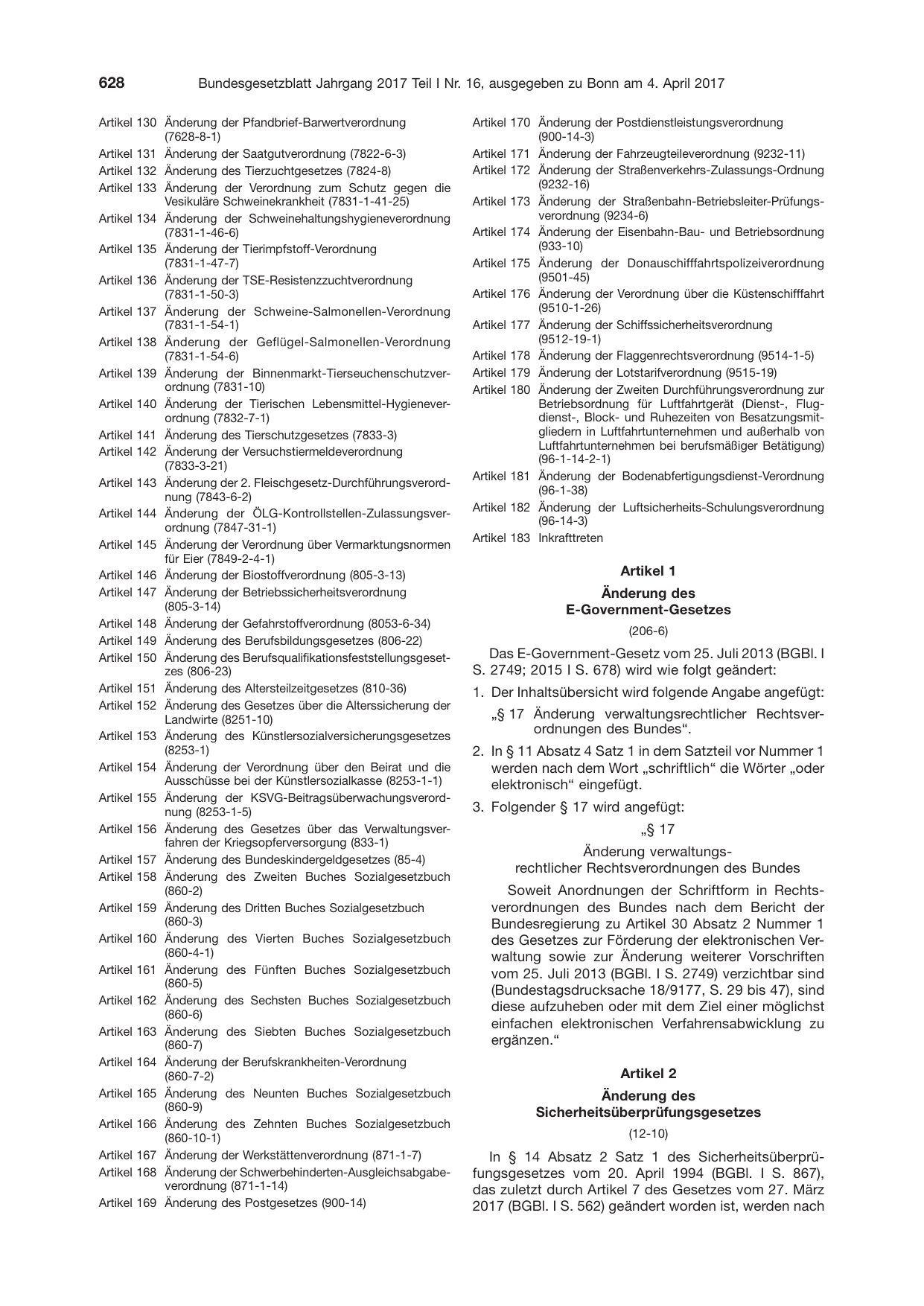 BGBl. 2017, Seite 628 — Originalseite als Abbildung