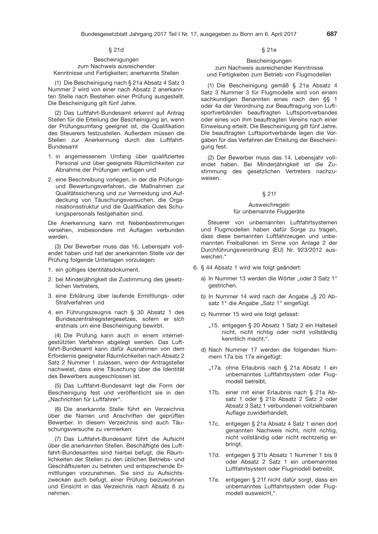 BGBl. 2017, Seite 687 — Originalseite als Abbildung