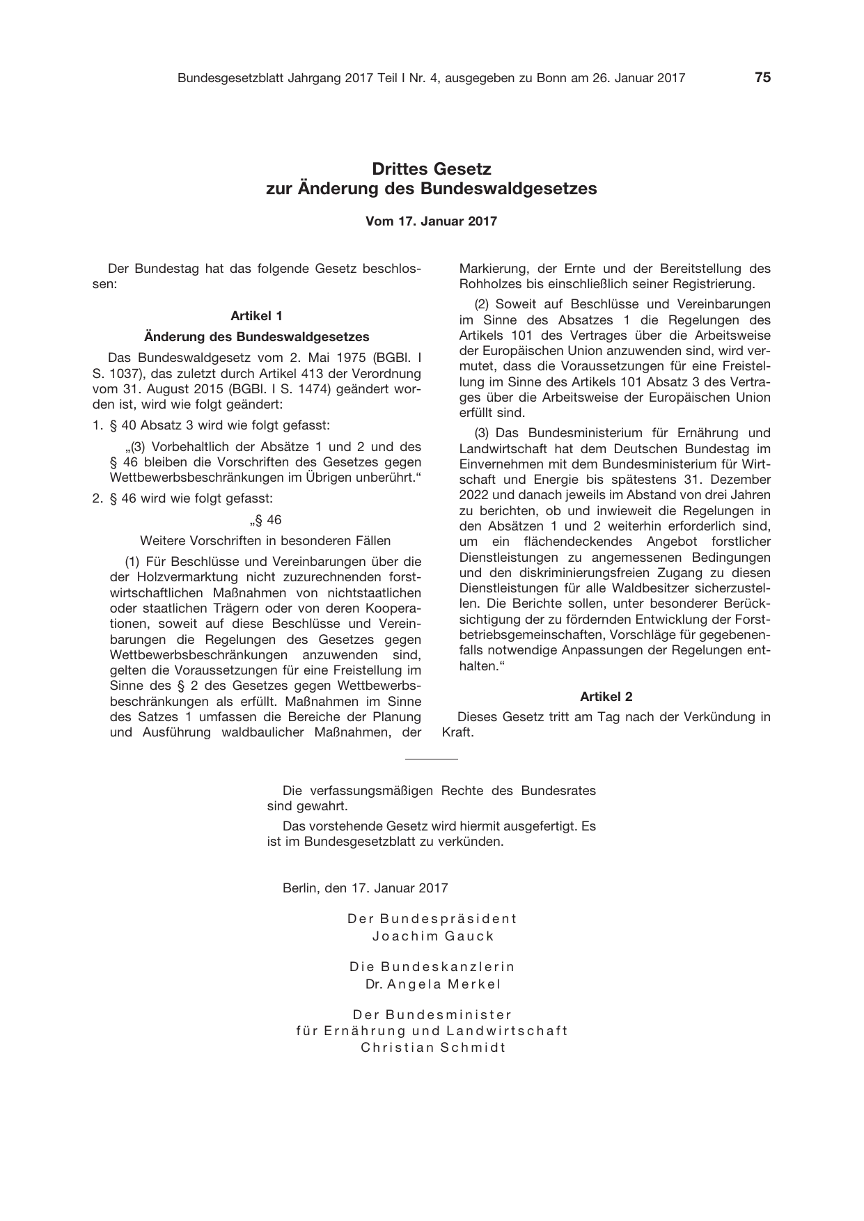 BGBl. 2017, Seite 75 — Originalseite als Abbildung