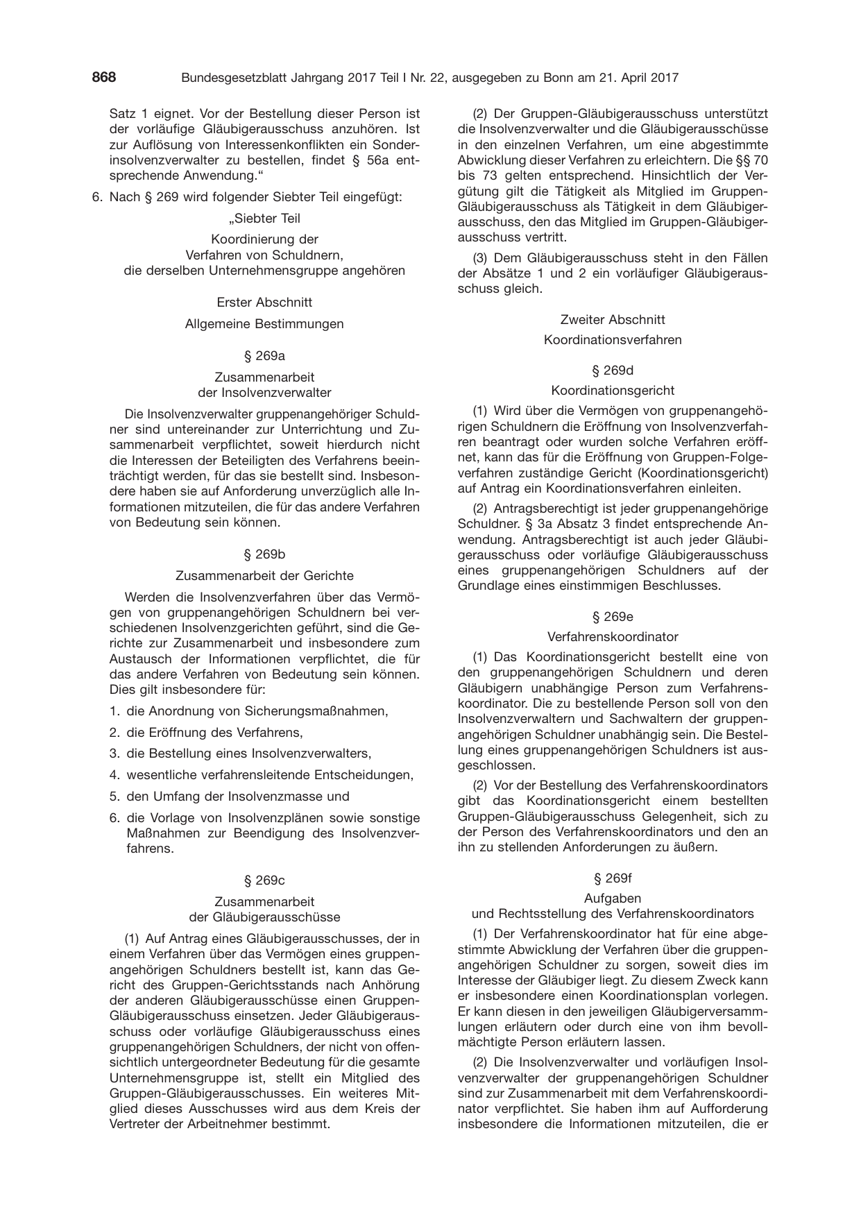 BGBl. 2017, Seite 868 — Originalseite als Abbildung