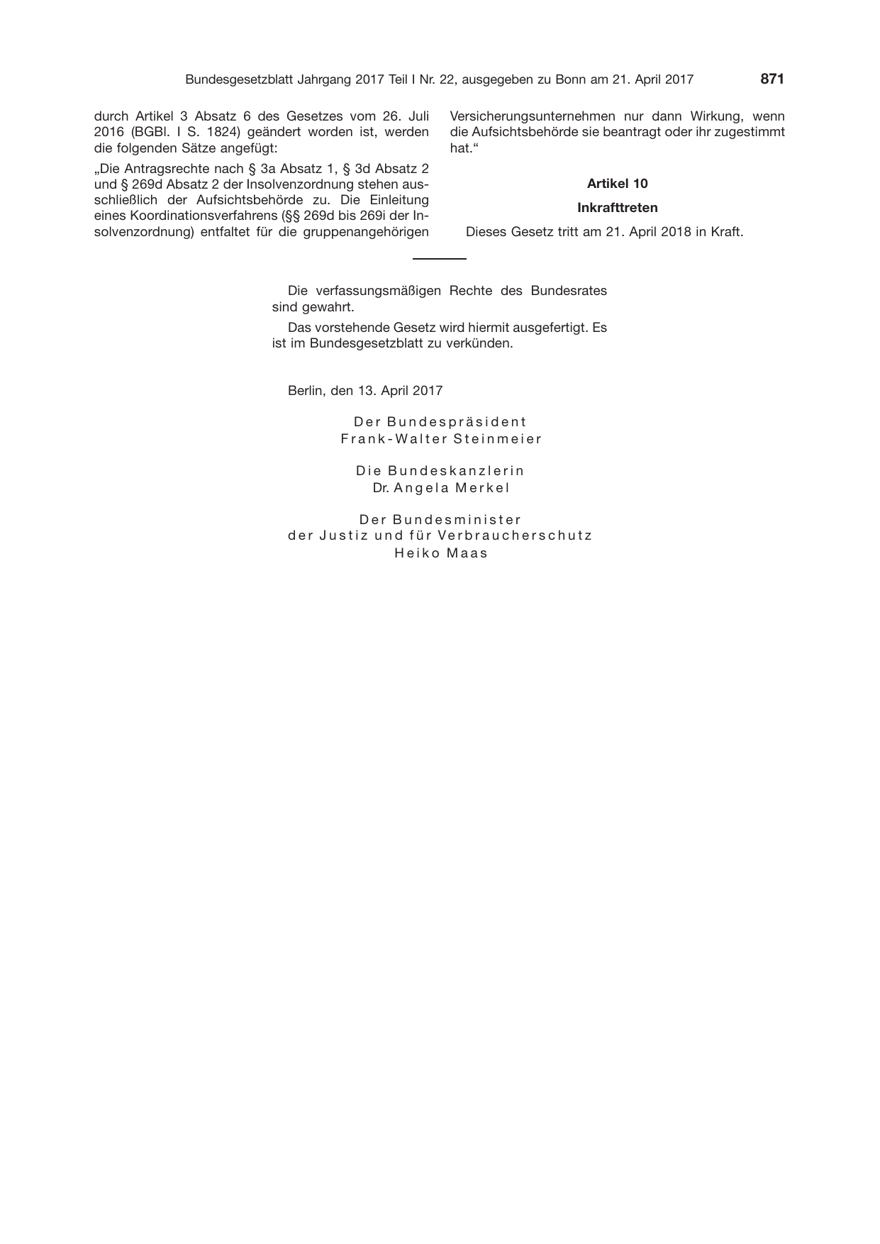 BGBl. 2017, Seite 871 — Originalseite als Abbildung