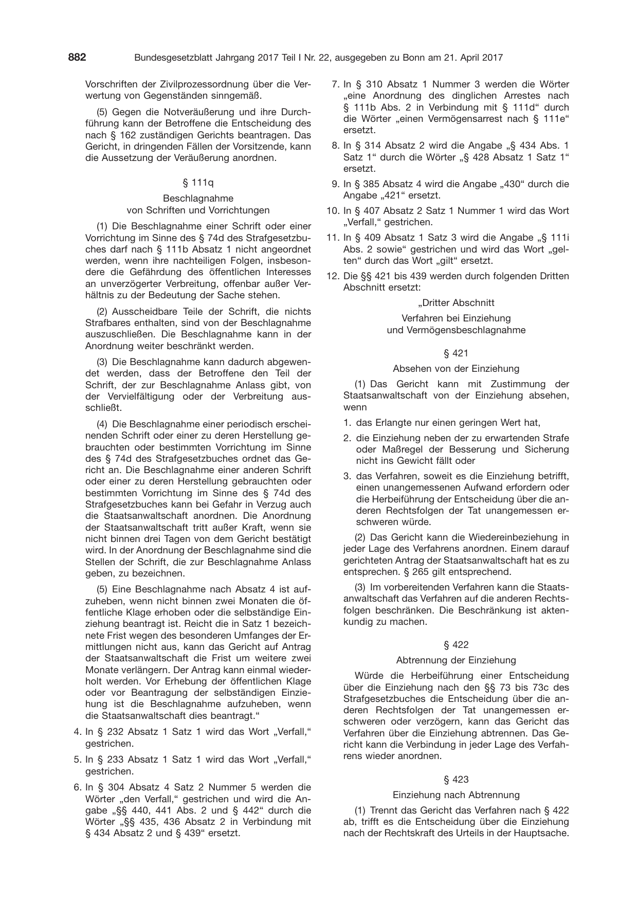 BGBl. 2017, Seite 882 — Originalseite als Abbildung