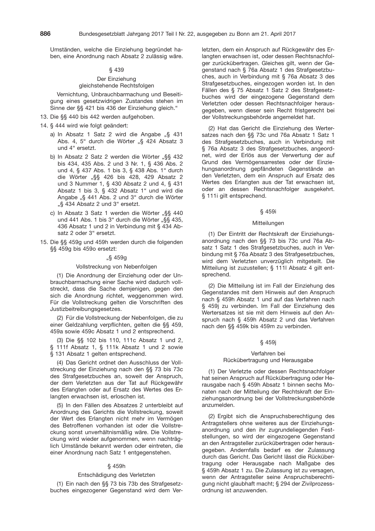 BGBl. 2017, Seite 886 — Originalseite als Abbildung