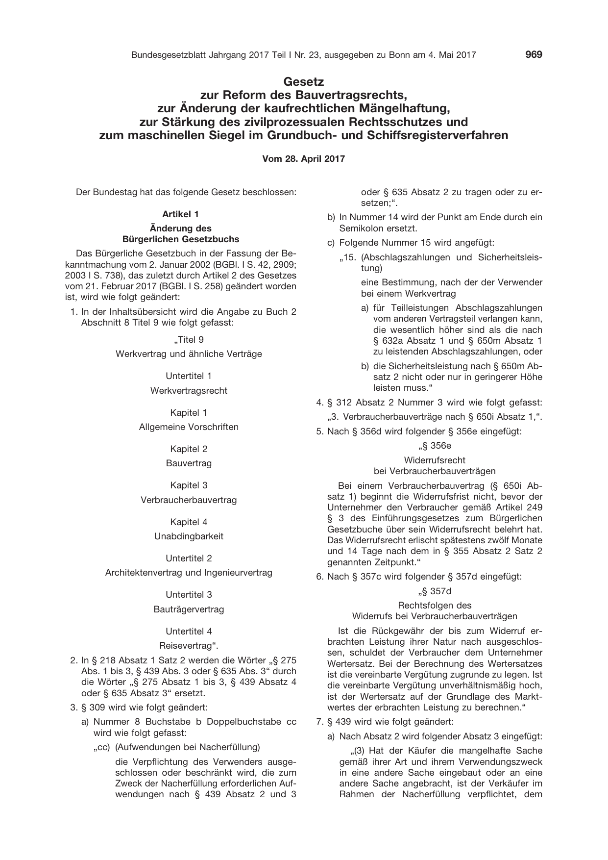 BGBl. 2017, Seite 969 — Originalseite als Abbildung