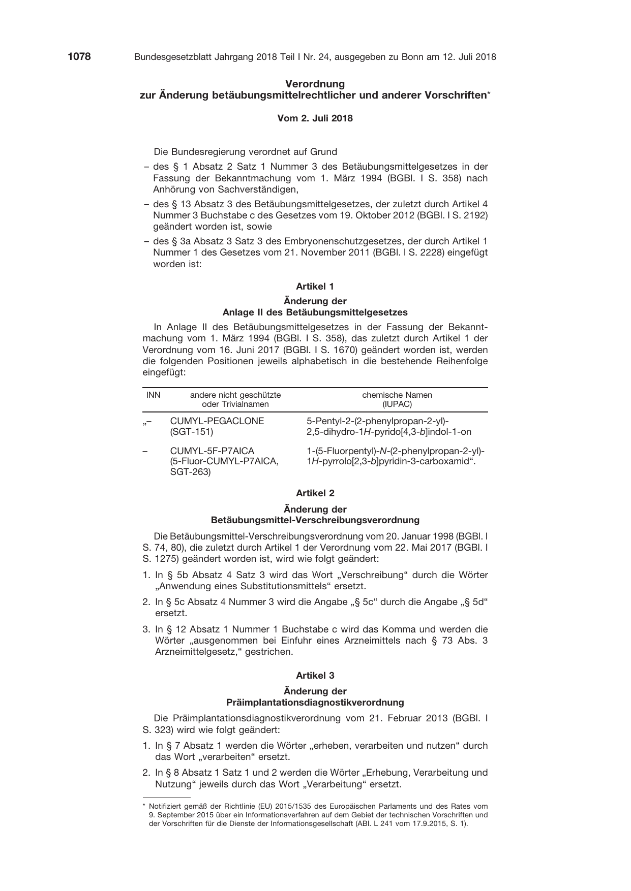 BGBl. 2018, Seite 1078 — Originalseite als Abbildung