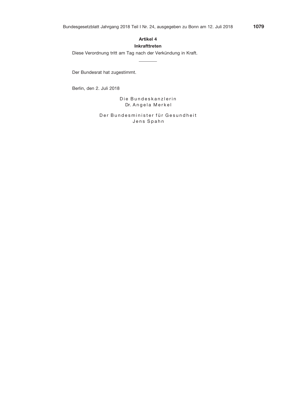 BGBl. 2018, Seite 1079 — Originalseite als Abbildung