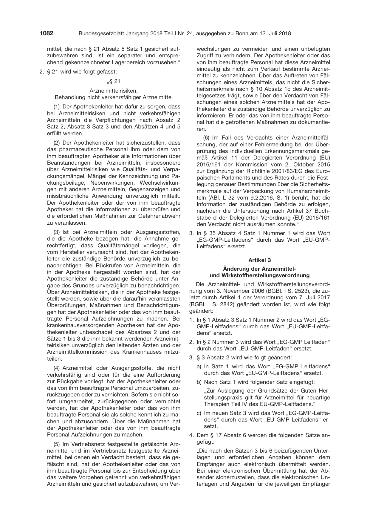 BGBl. 2018, Seite 1082 — Originalseite als Abbildung