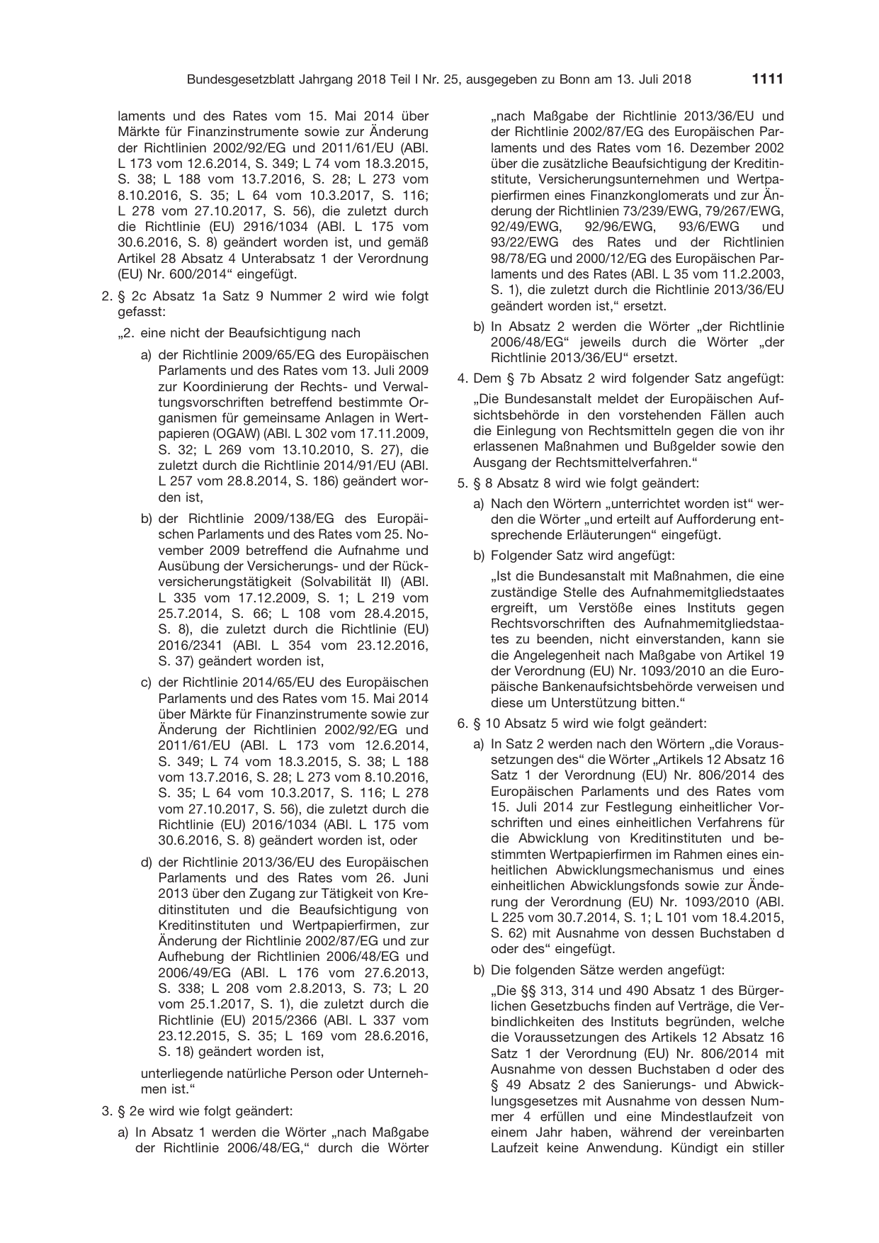 BGBl. 2018, Seite 1111 — Originalseite als Abbildung