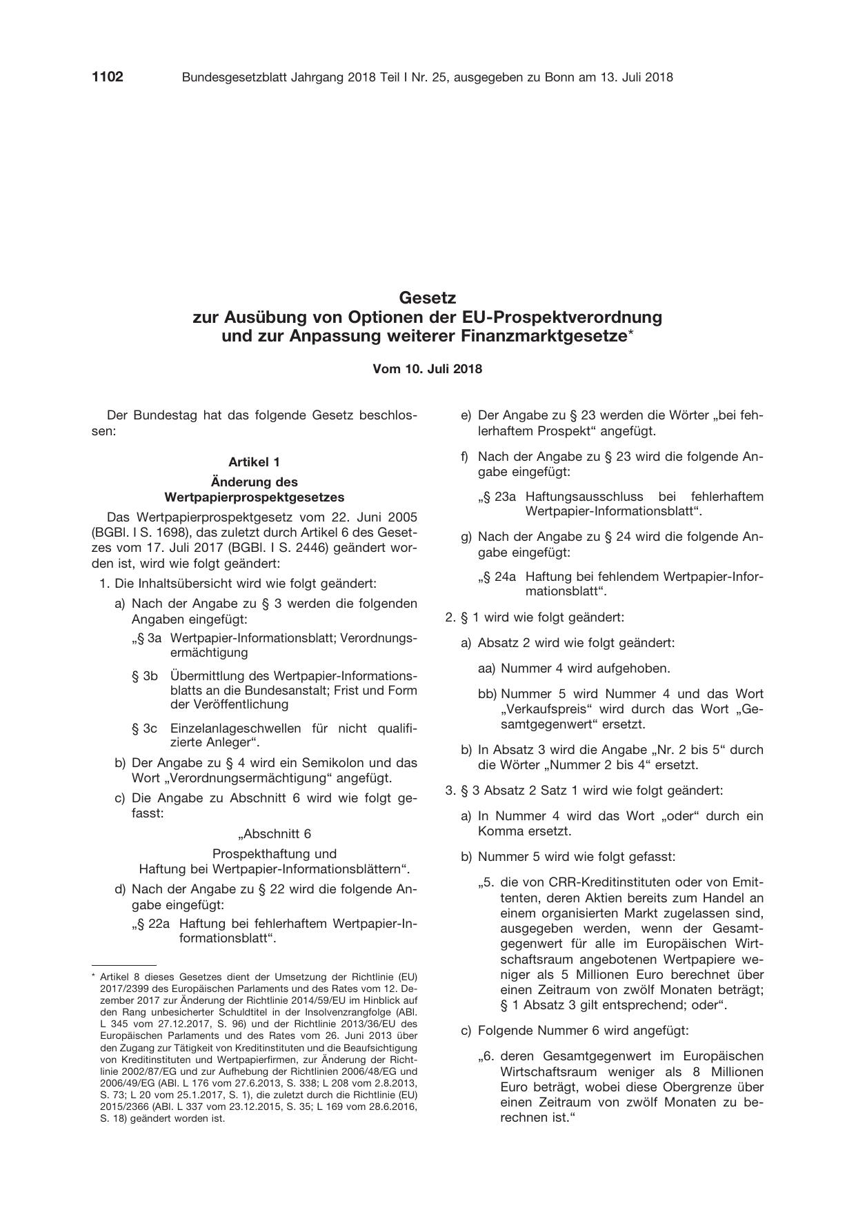 BGBl. 2018, Seite 1102 — Originalseite als Abbildung