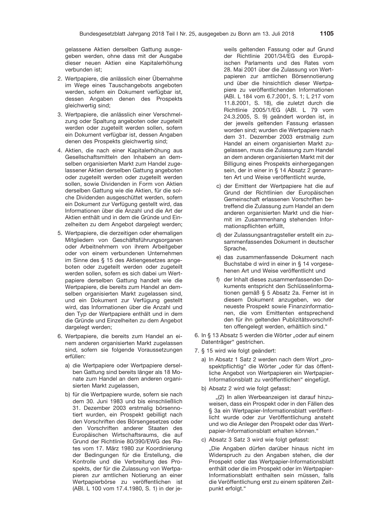 BGBl. 2018, Seite 1105 — Originalseite als Abbildung