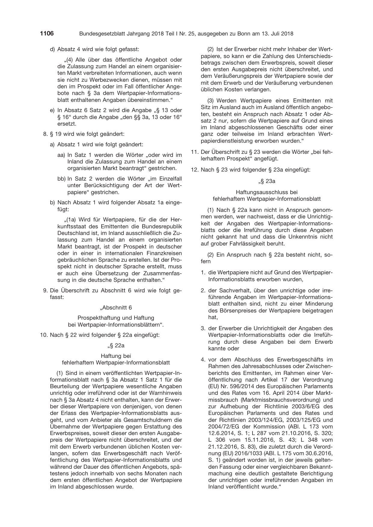 BGBl. 2018, Seite 1106 — Originalseite als Abbildung