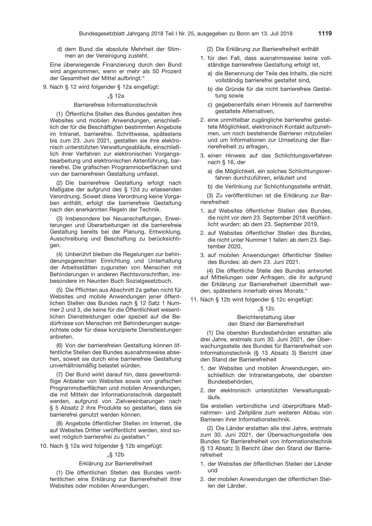 BGBl. 2018, Seite 1119 — Originalseite als Abbildung