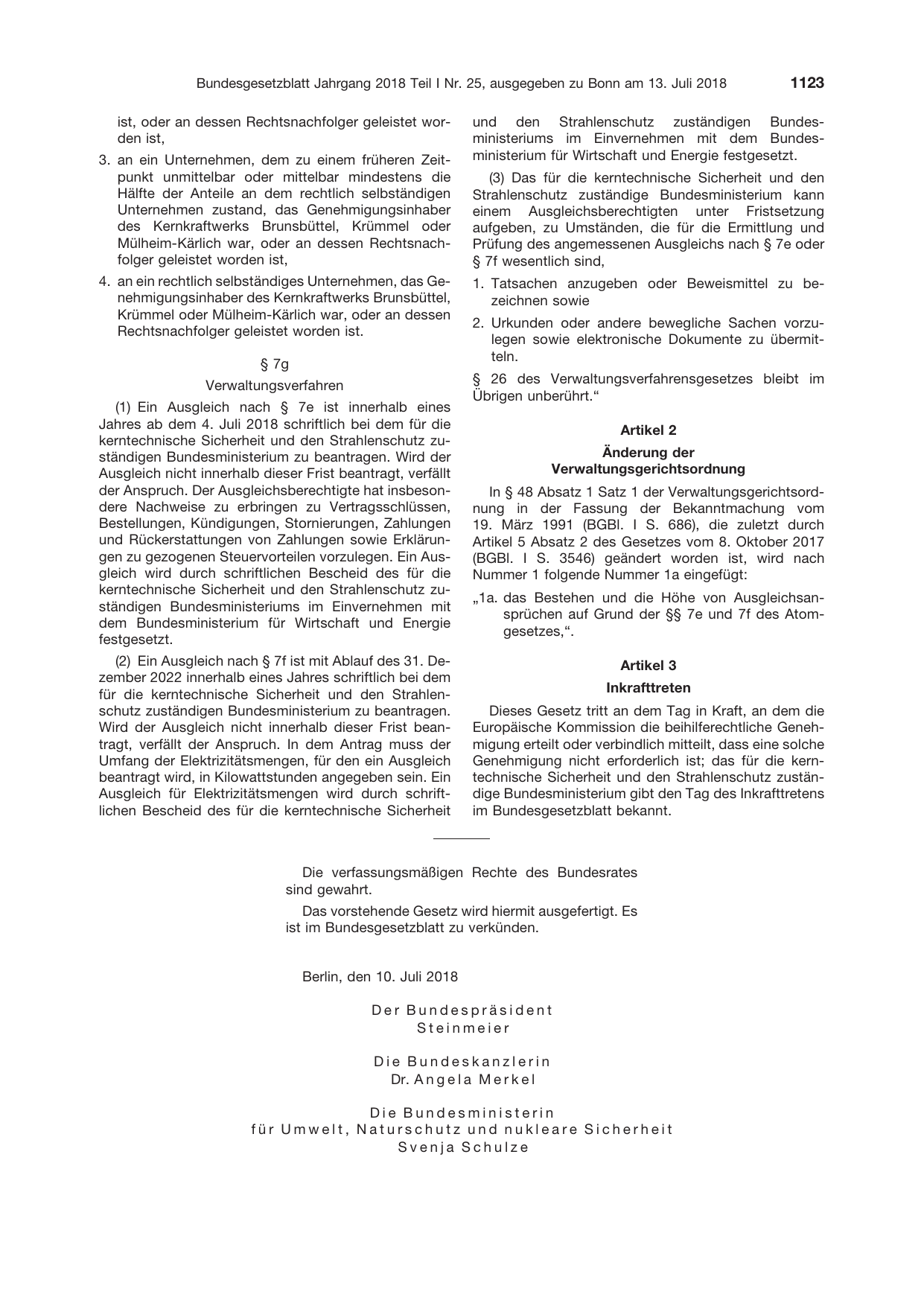 BGBl. 2018, Seite 1123 — Originalseite als Abbildung