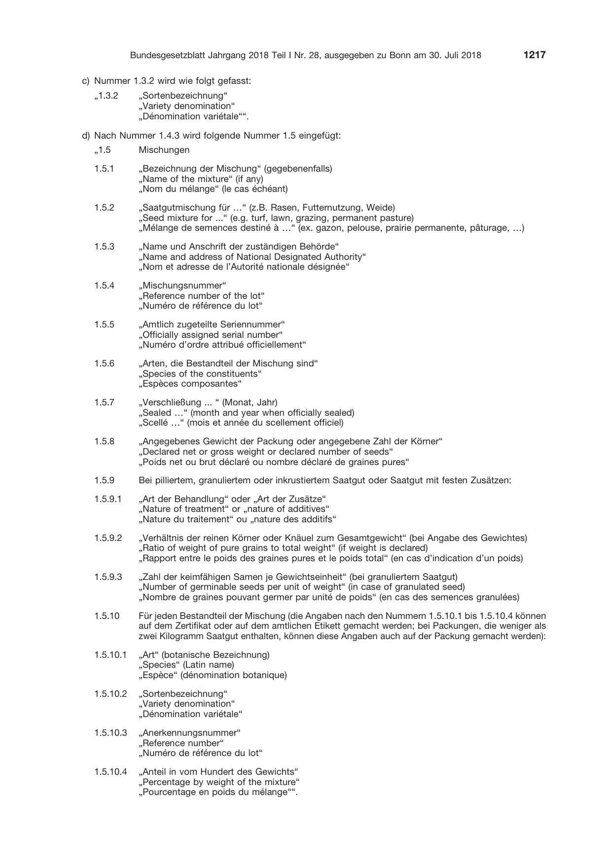 BGBl. 2018, Seite 1217 — Originalseite als Abbildung