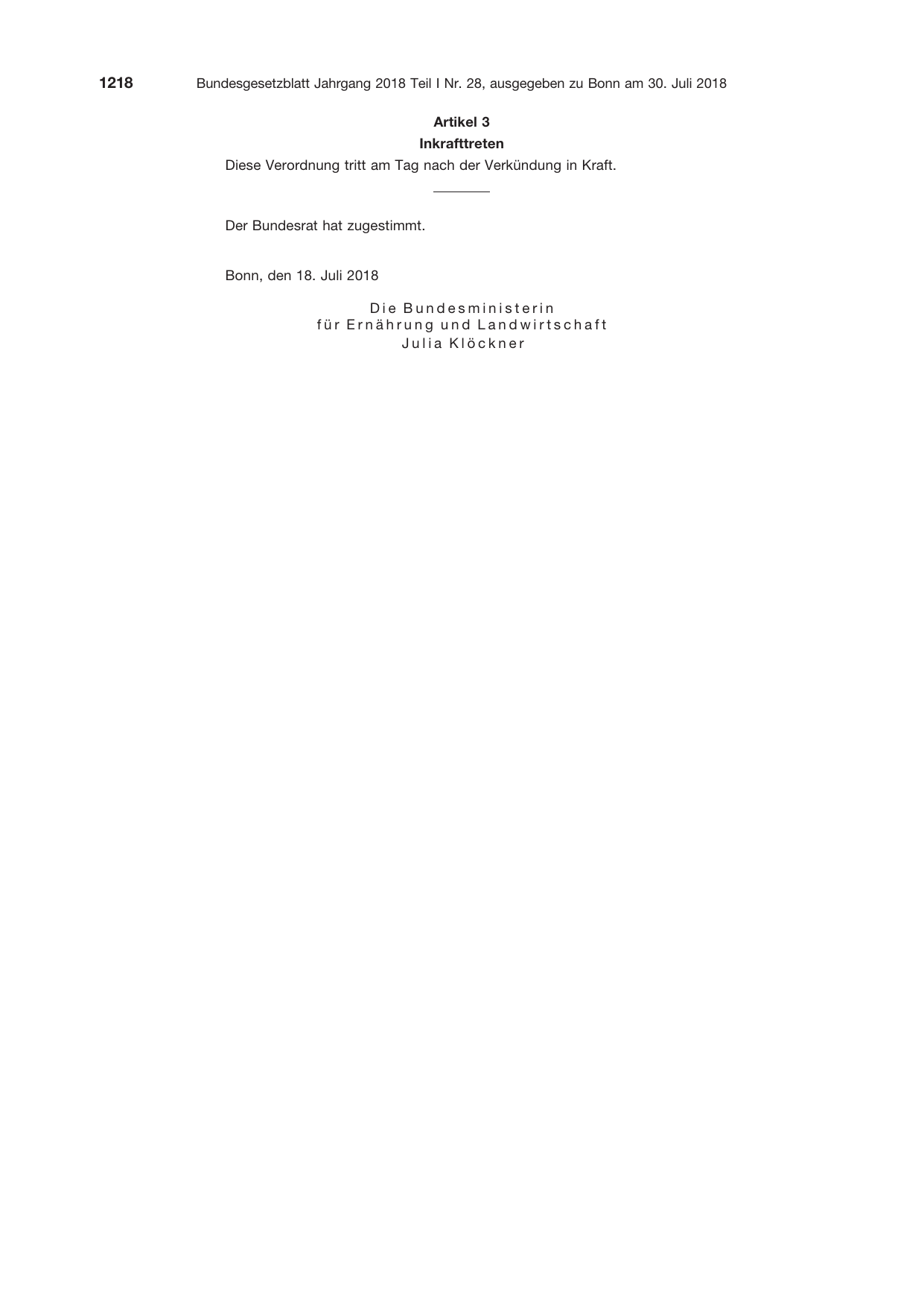 BGBl. 2018, Seite 1218 — Originalseite als Abbildung