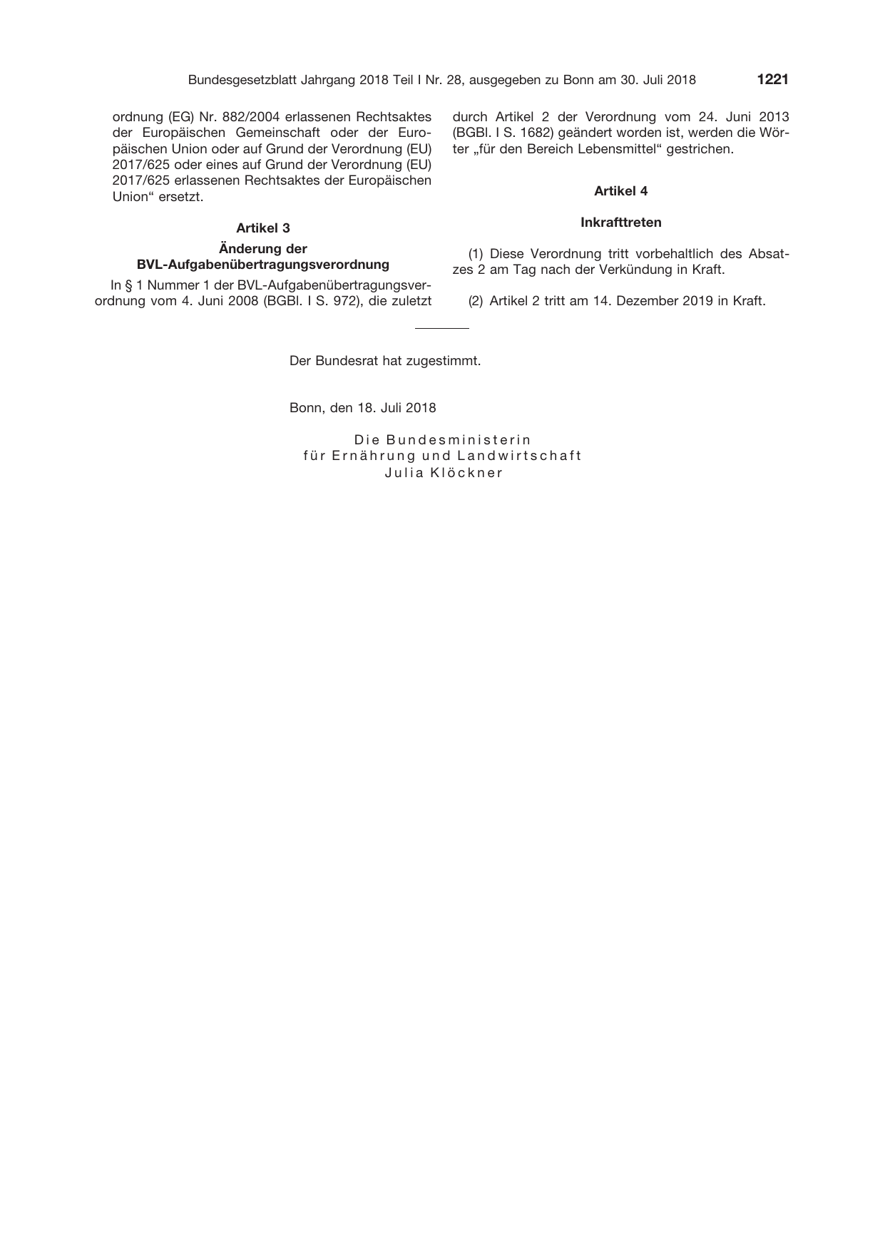 BGBl. 2018, Seite 1221 — Originalseite als Abbildung