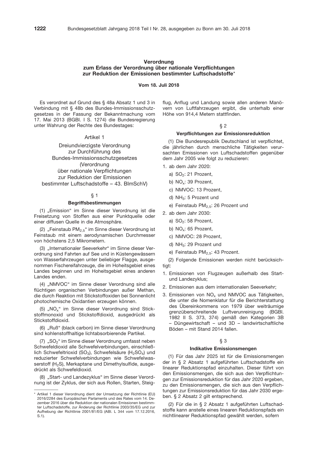 BGBl. 2018, Seite 1222 — Originalseite als Abbildung