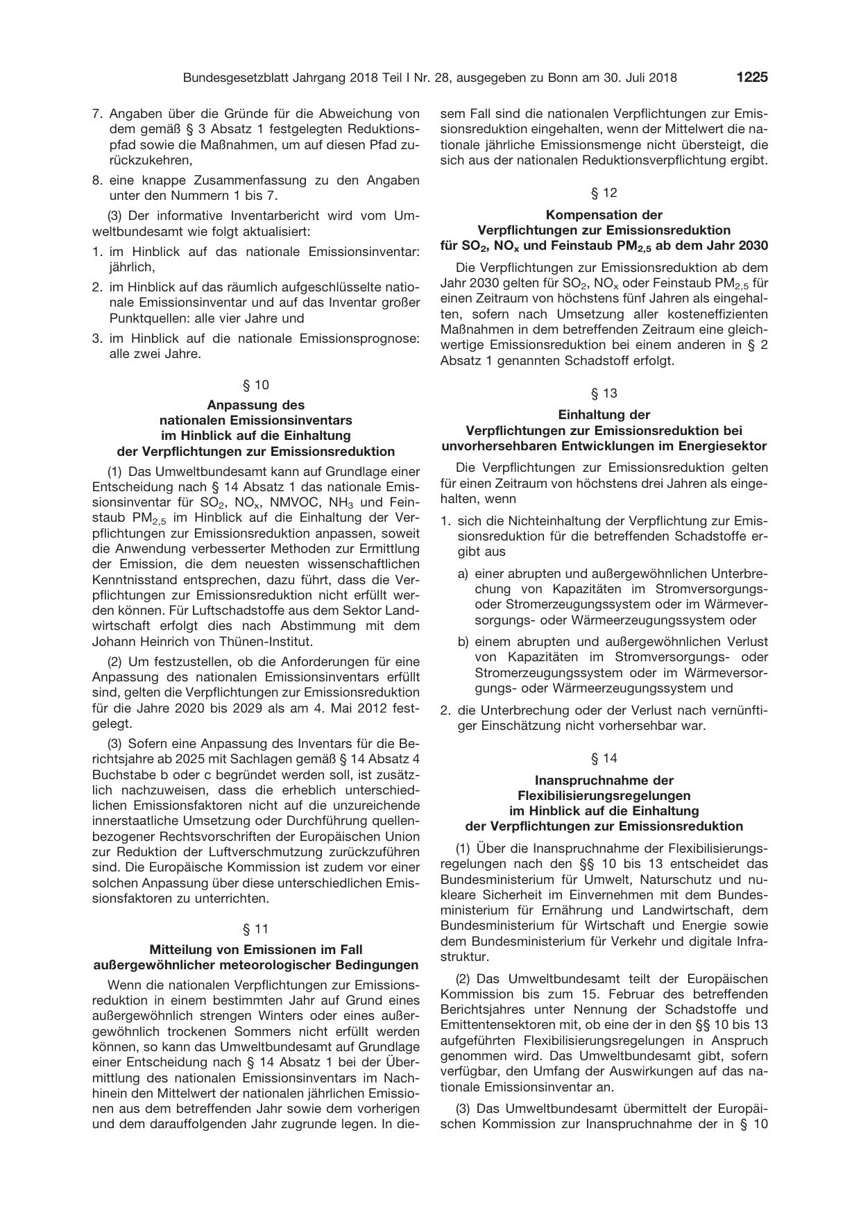 BGBl. 2018, Seite 1225 — Originalseite als Abbildung