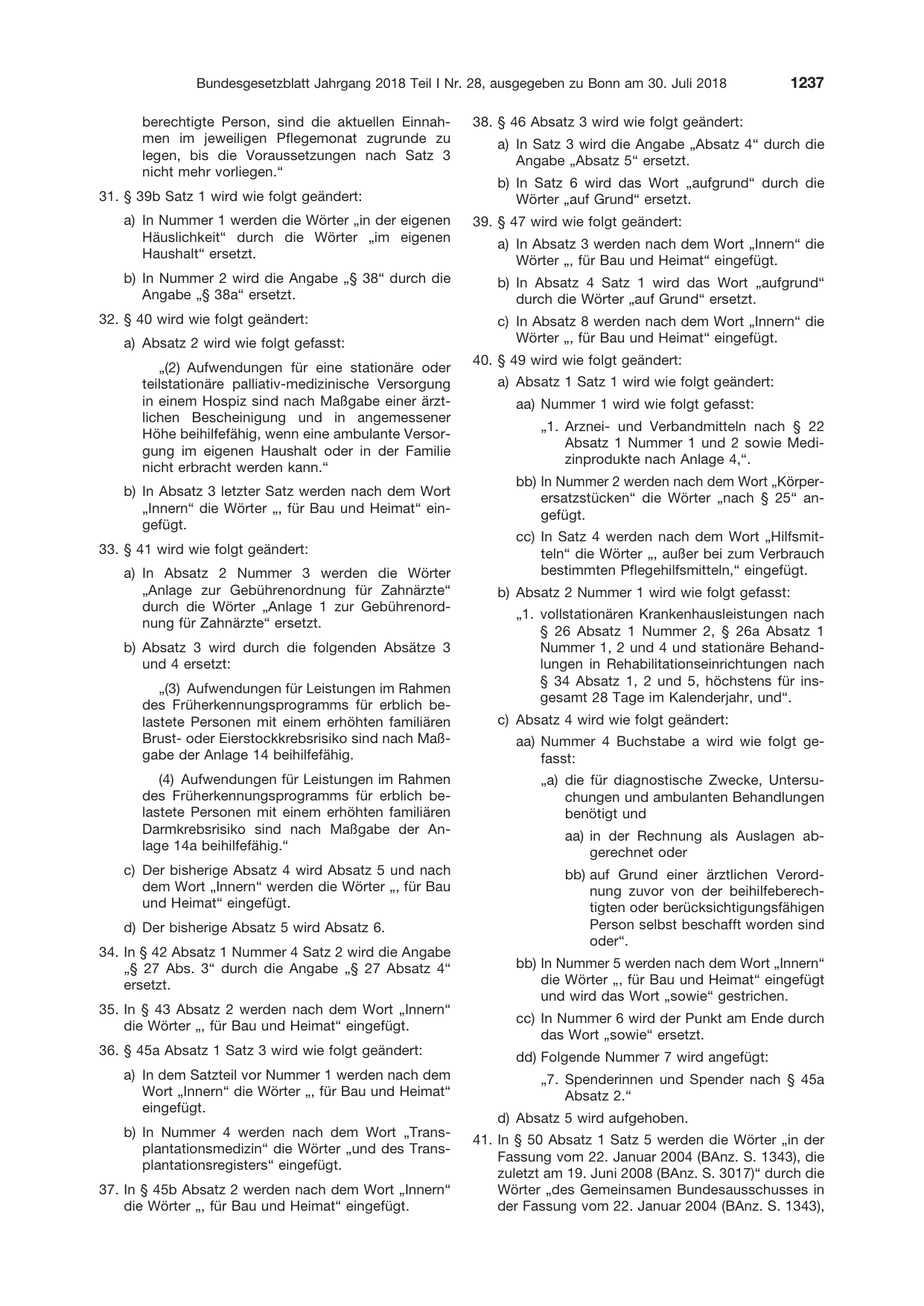 BGBl. 2018, Seite 1237 — Originalseite als Abbildung