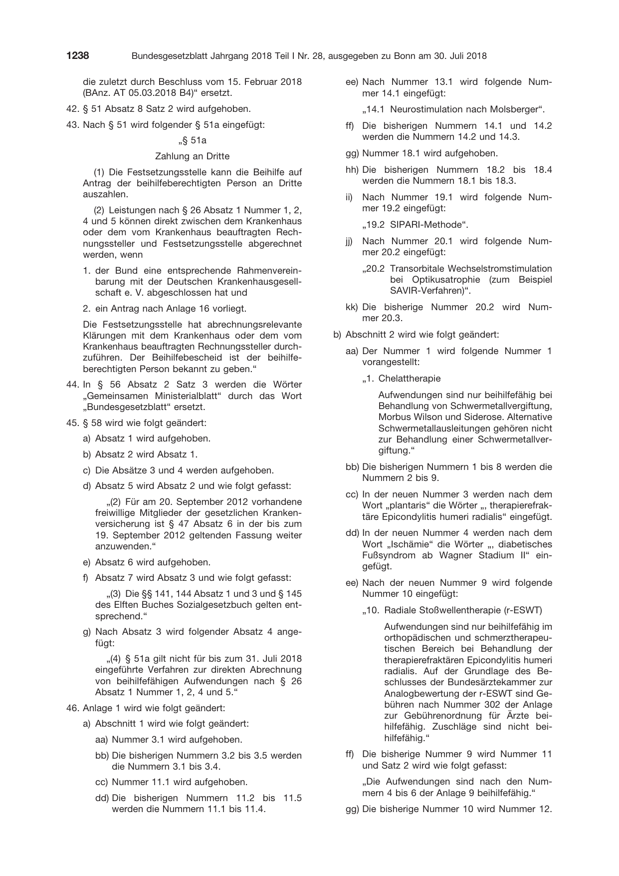 BGBl. 2018, Seite 1238 — Originalseite als Abbildung