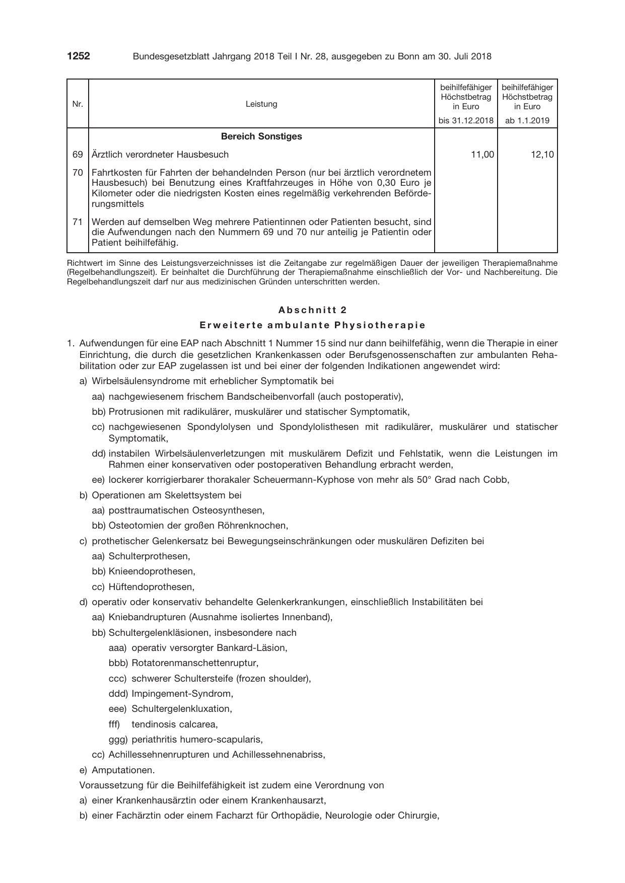 BGBl. 2018, Seite 1252 — Originalseite als Abbildung