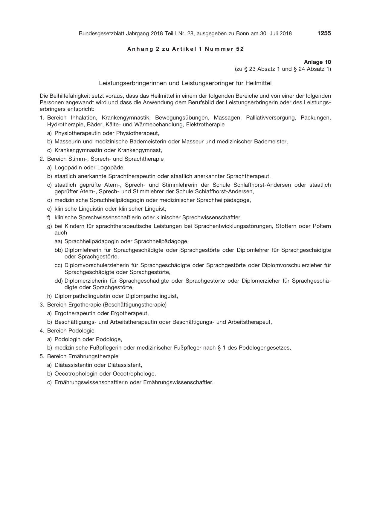 BGBl. 2018, Seite 1255 — Originalseite als Abbildung