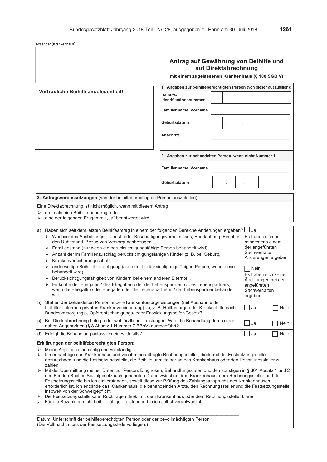 BGBl. 2018, Seite 1261 — Originalseite als Abbildung