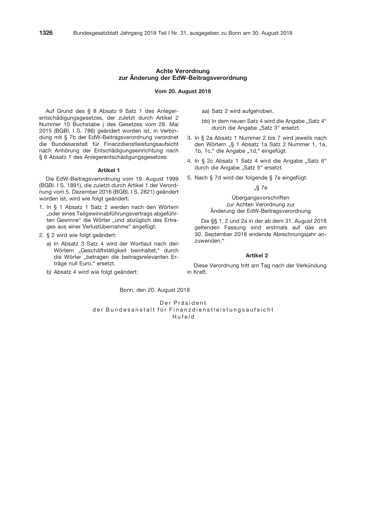 BGBl. 2018, Seite 1326 — Originalseite als Abbildung