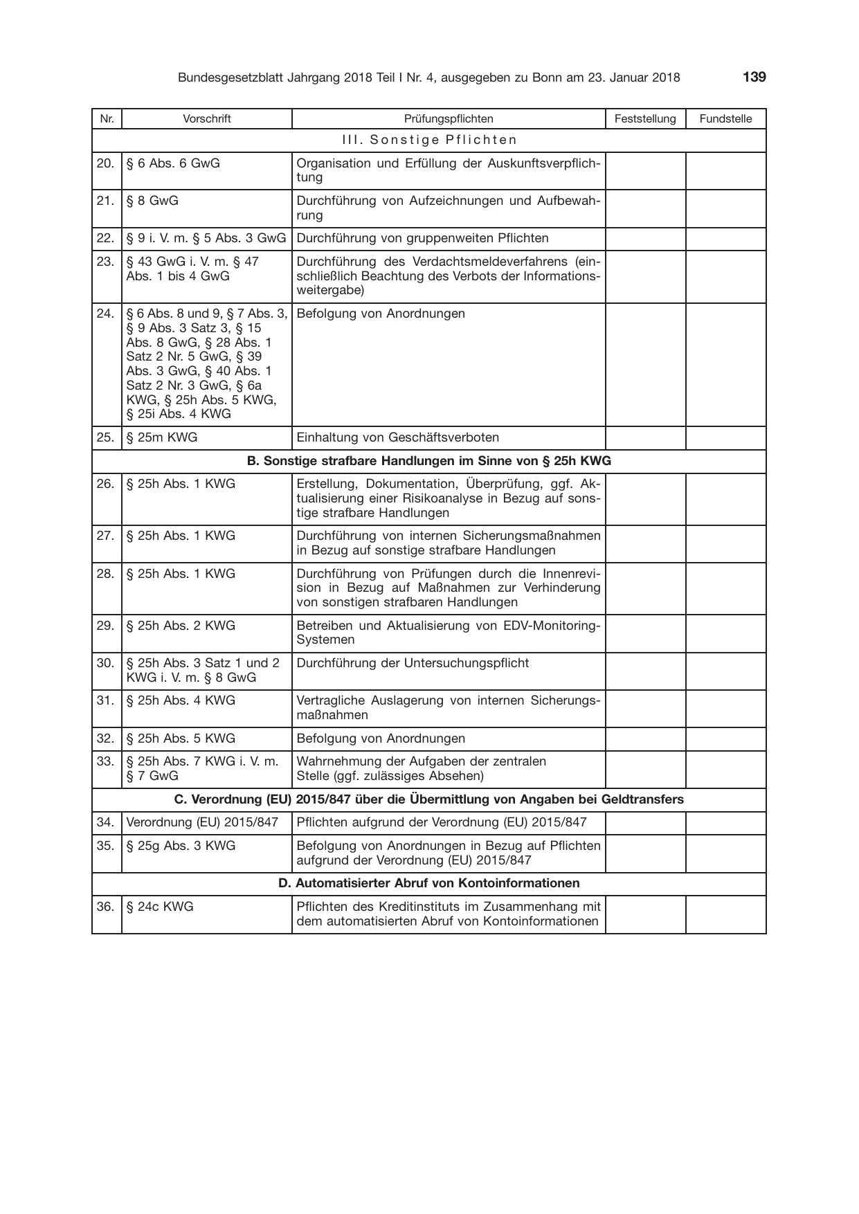 BGBl. 2018, Seite 139 — Originalseite als Abbildung