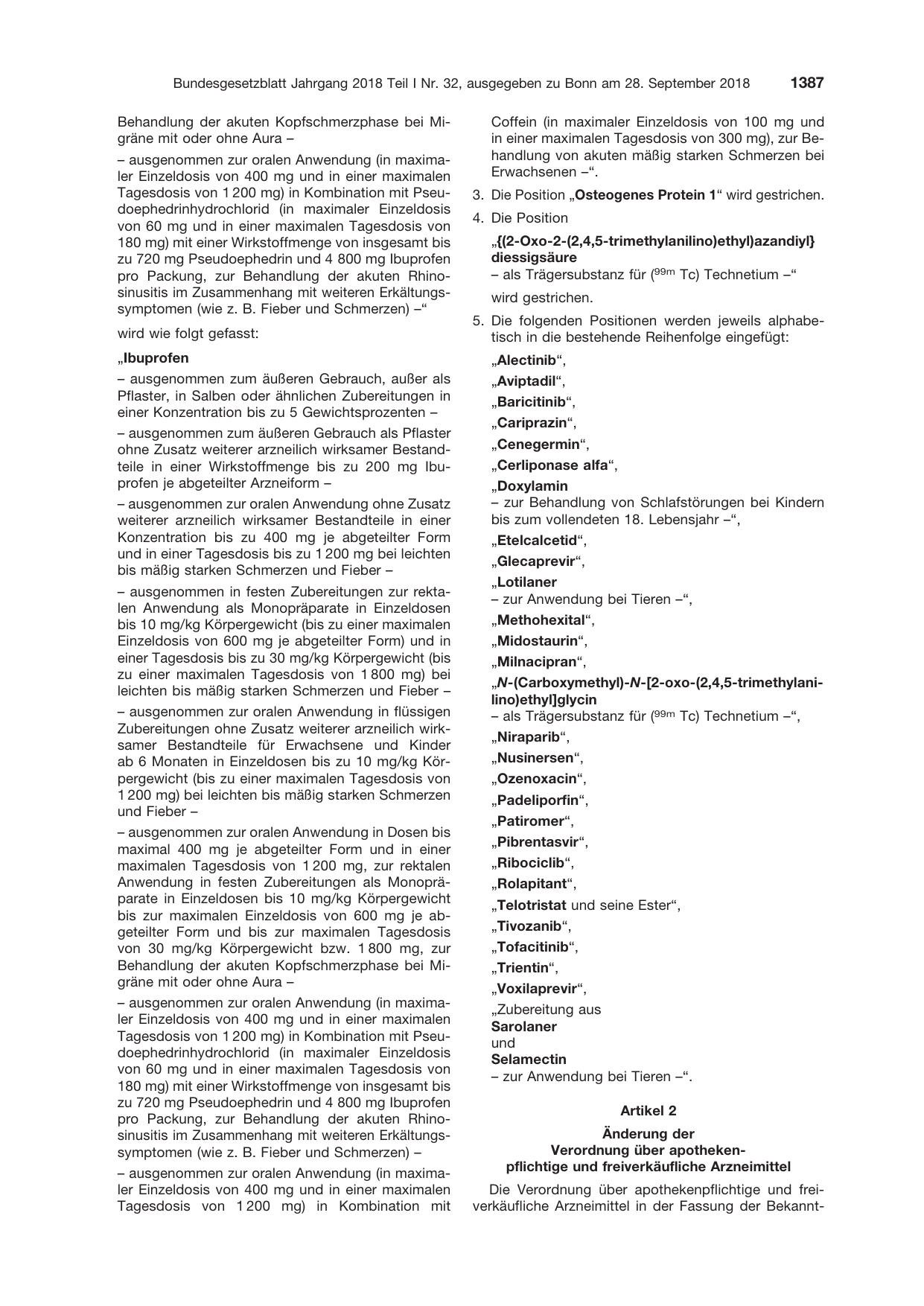 BGBl. 2018, Seite 1387 — Originalseite als Abbildung