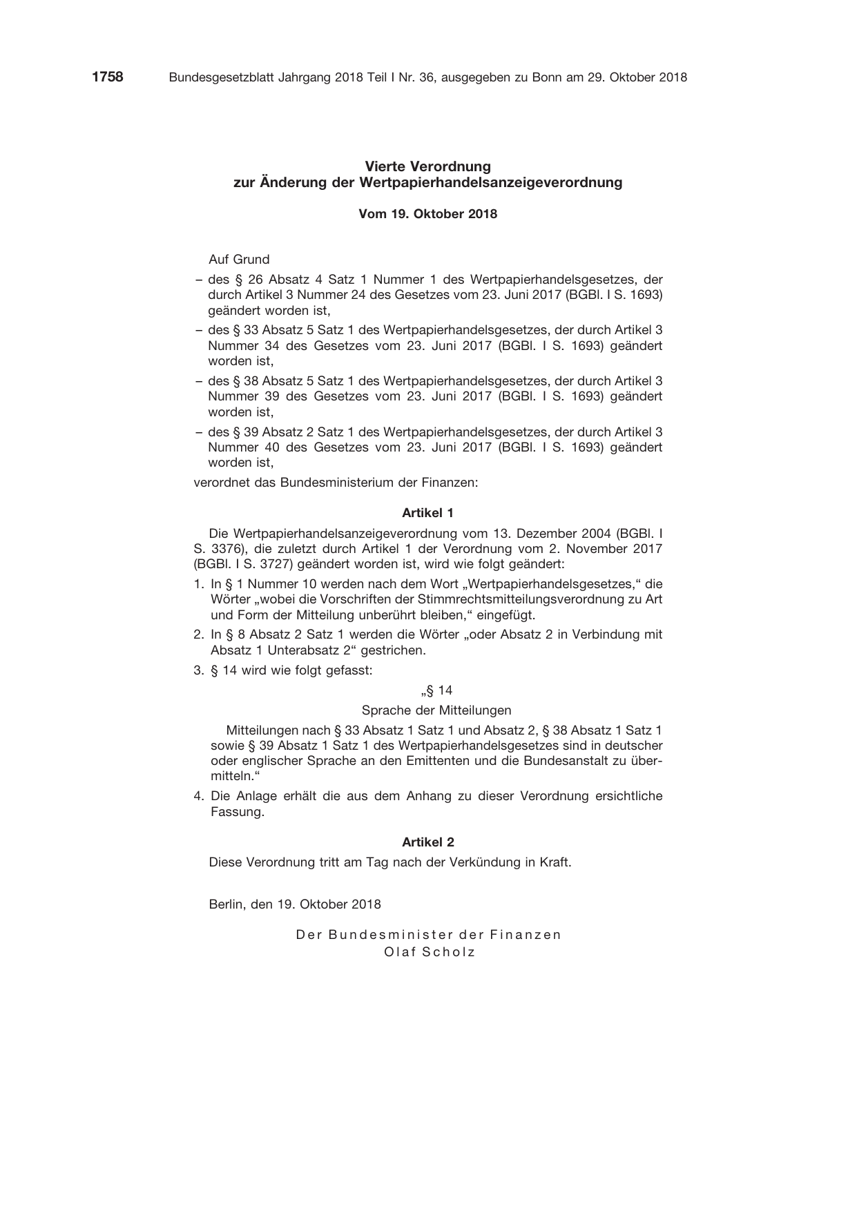 BGBl. 2018, Seite 1758 — Originalseite als Abbildung