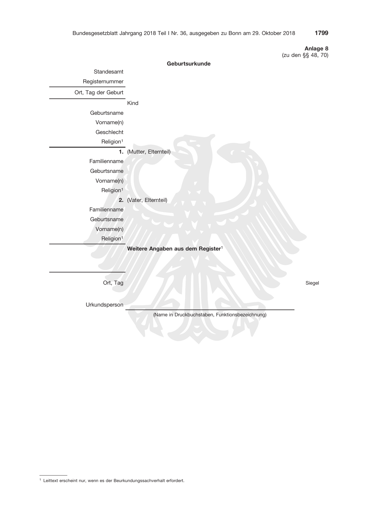 BGBl. 2018, Seite 1799 — Originalseite als Abbildung