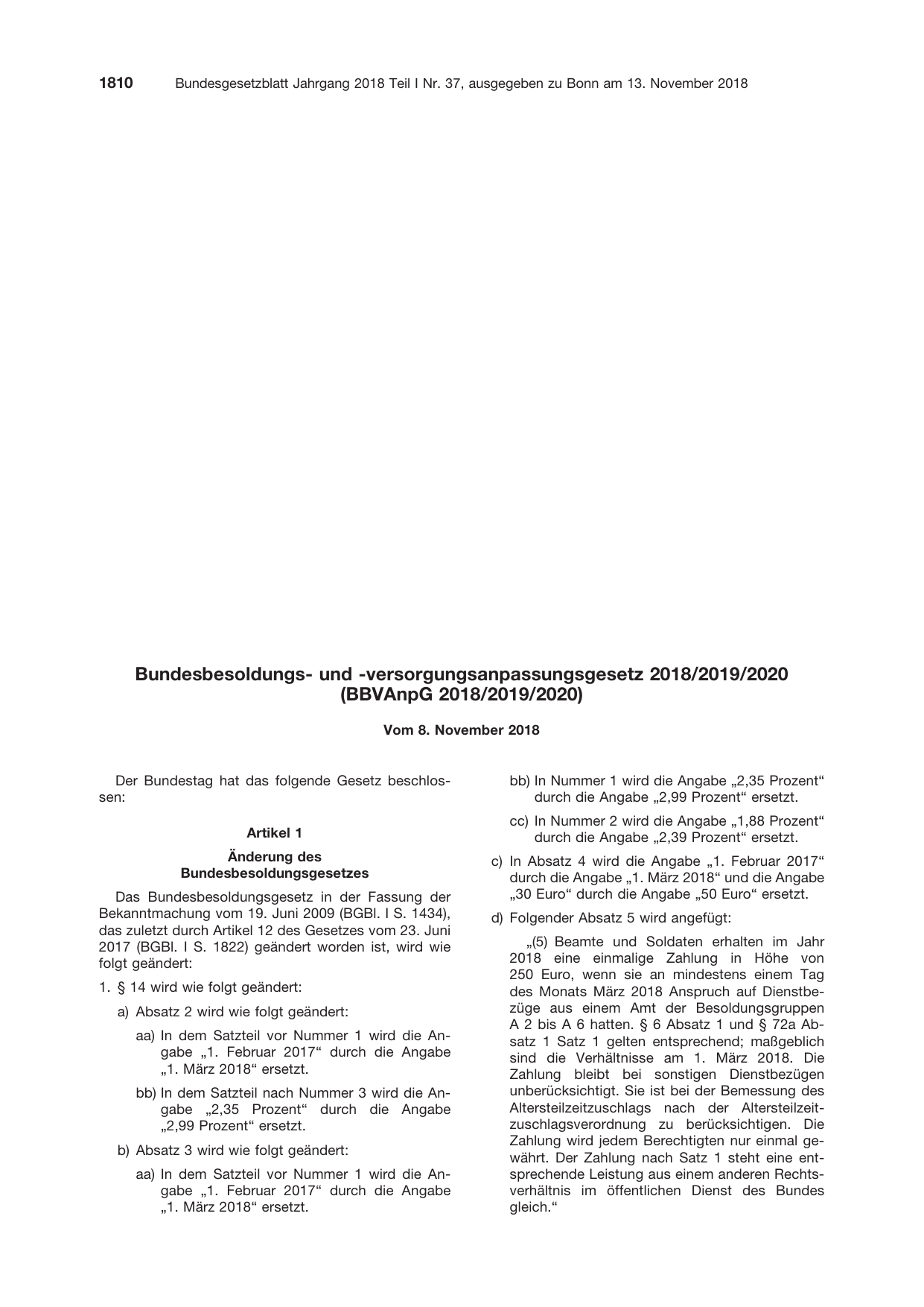 BGBl. 2018, Seite 1810 — Originalseite als Abbildung