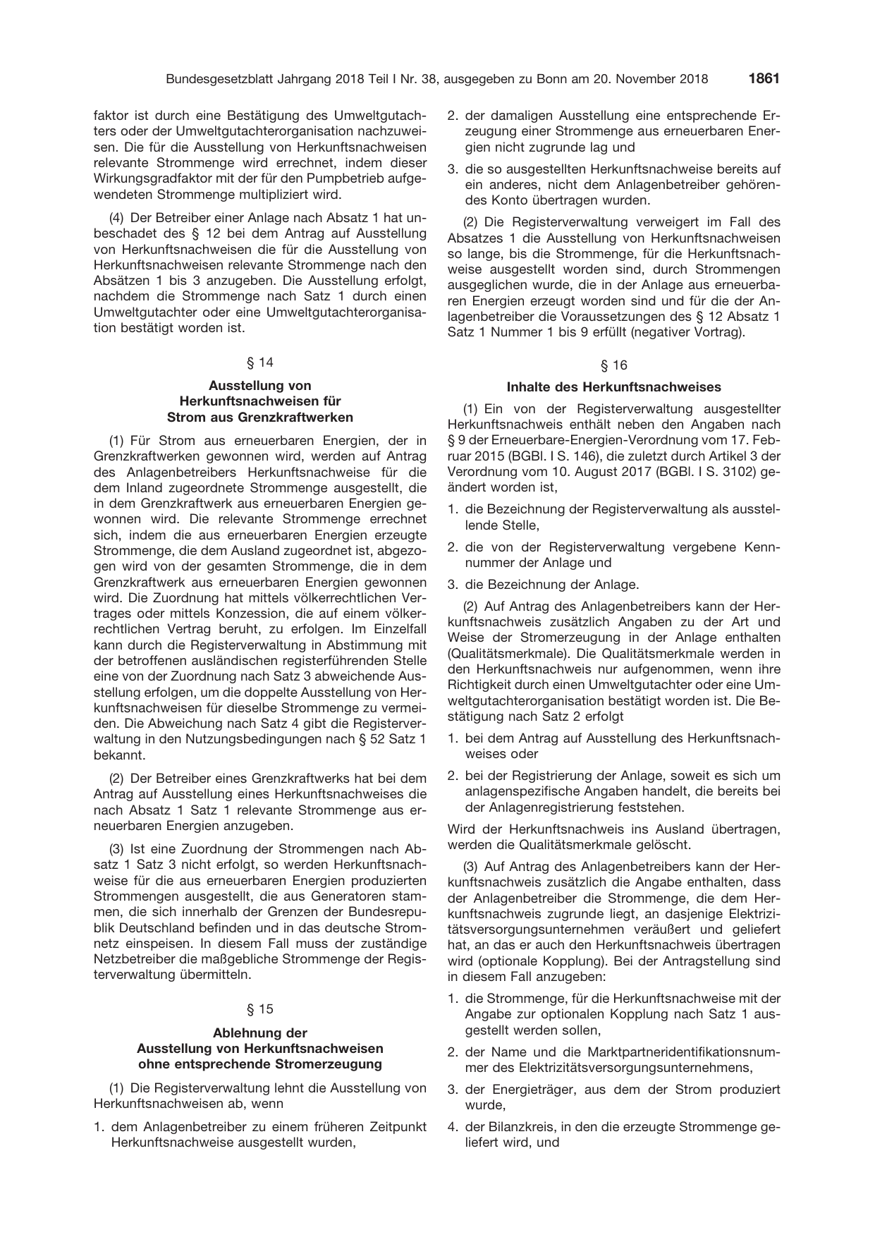 BGBl. 2018, Seite 1861 — Originalseite als Abbildung