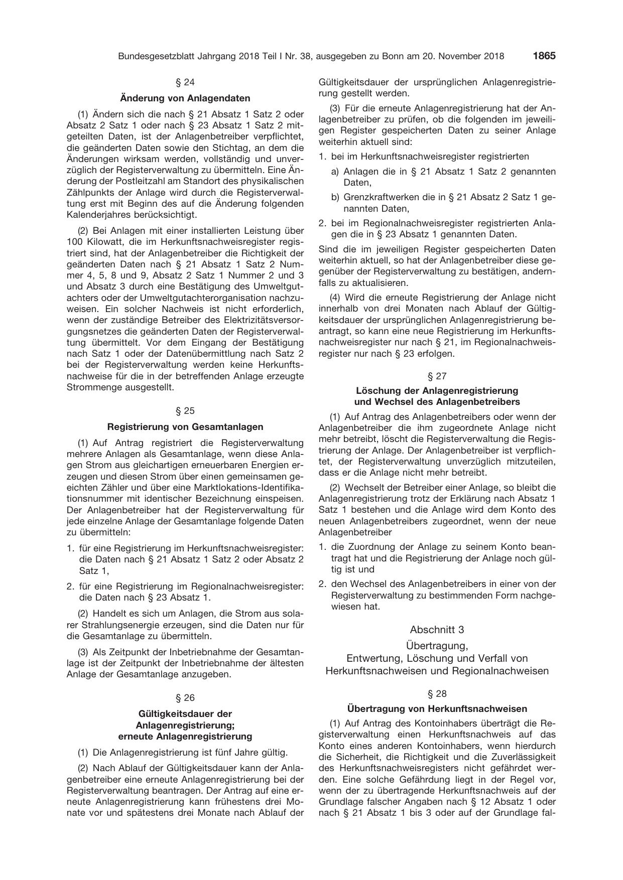 BGBl. 2018, Seite 1865 — Originalseite als Abbildung